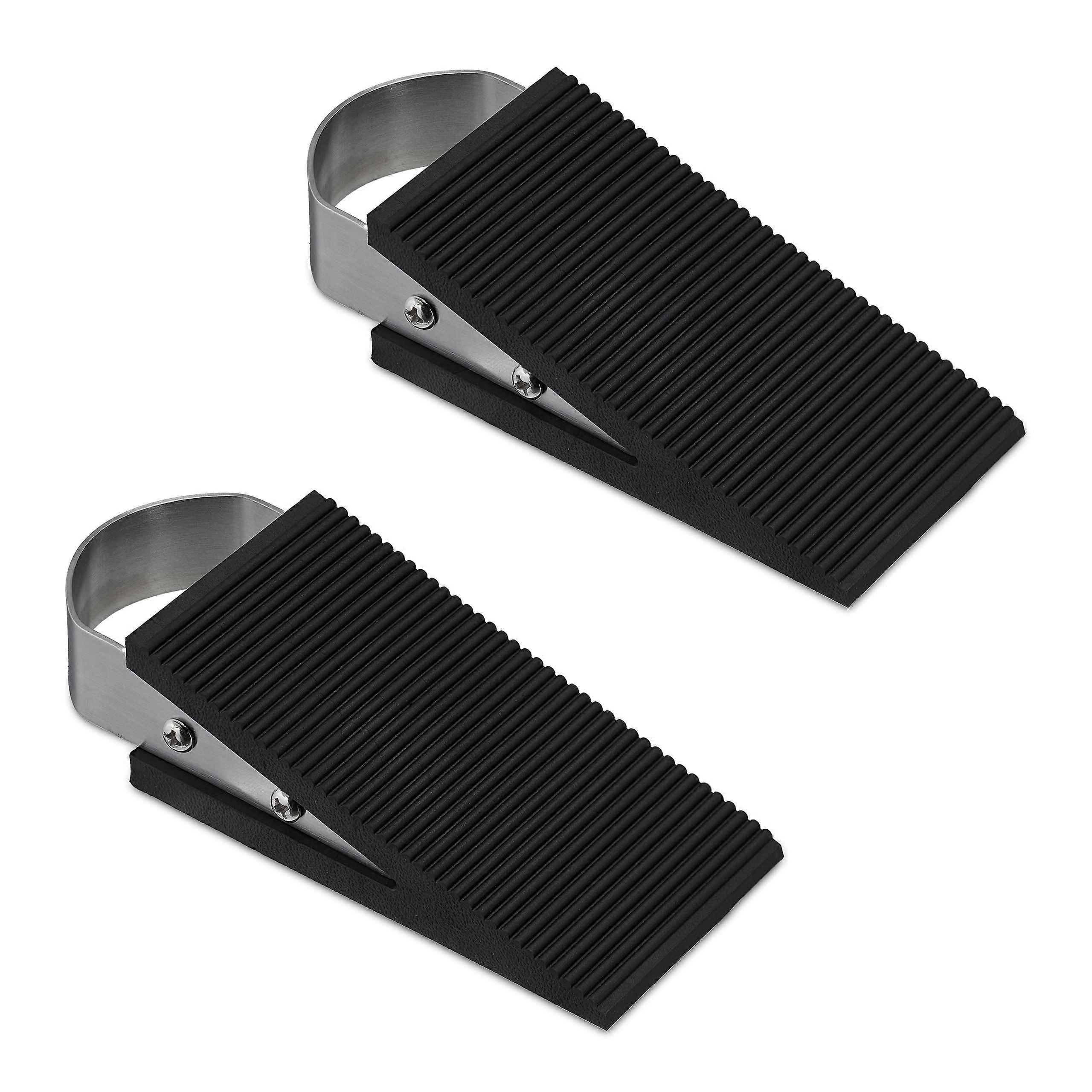 Set of 2 Stainless Steel Doorstops ? Wedge Shape 1