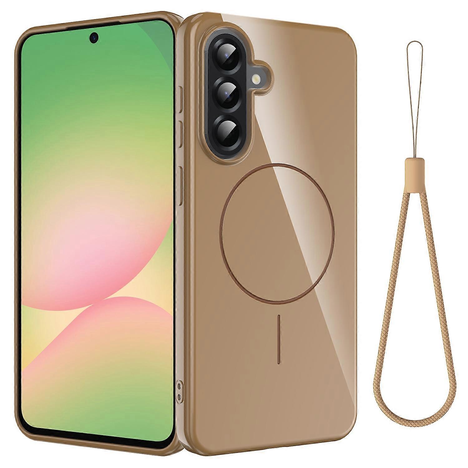 For Samsung Galaxy A17 Magnetic Case Compatible with MagSafe TPU Phone Back Cover with Lanyard