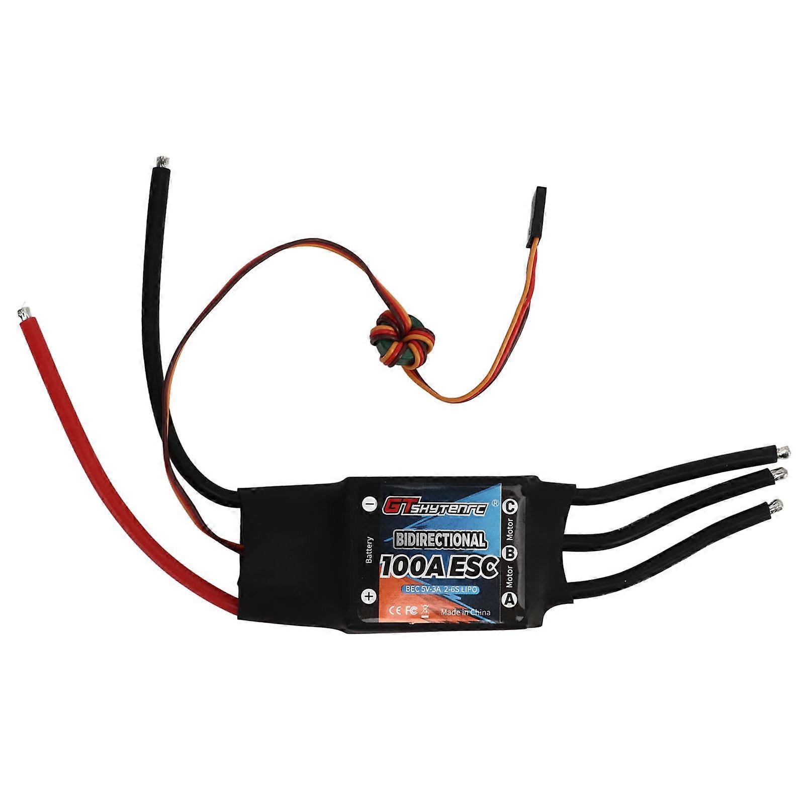 GTSKYTENRC 100A 2-6S BEC 3A 5V Bidirectional Brushless Electric Speed Controller for RC Car Boat Propeller