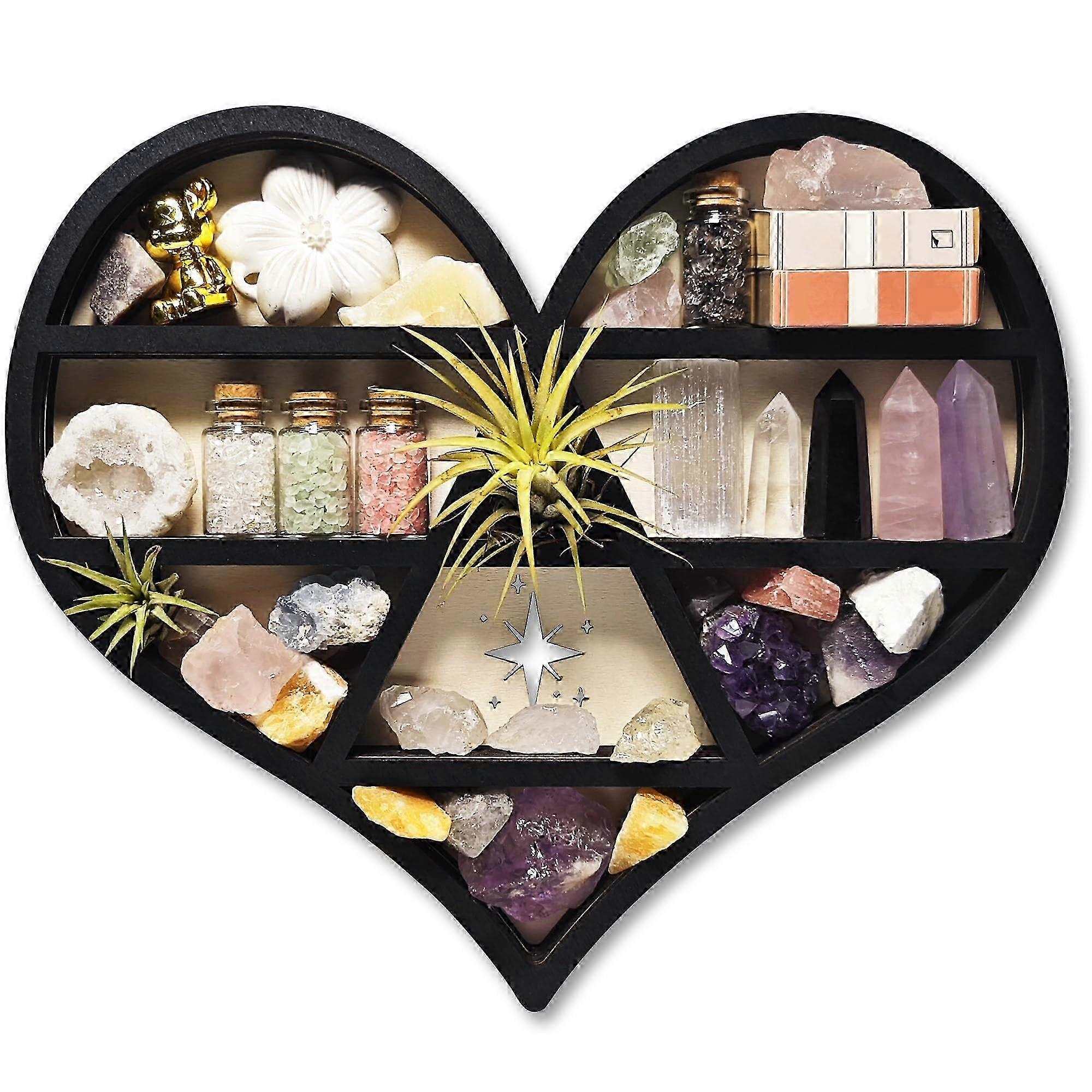 Heart-Shaped Crystal Shelf - Boho Gem Storage & Gothic Wall Art for Unique Gifts