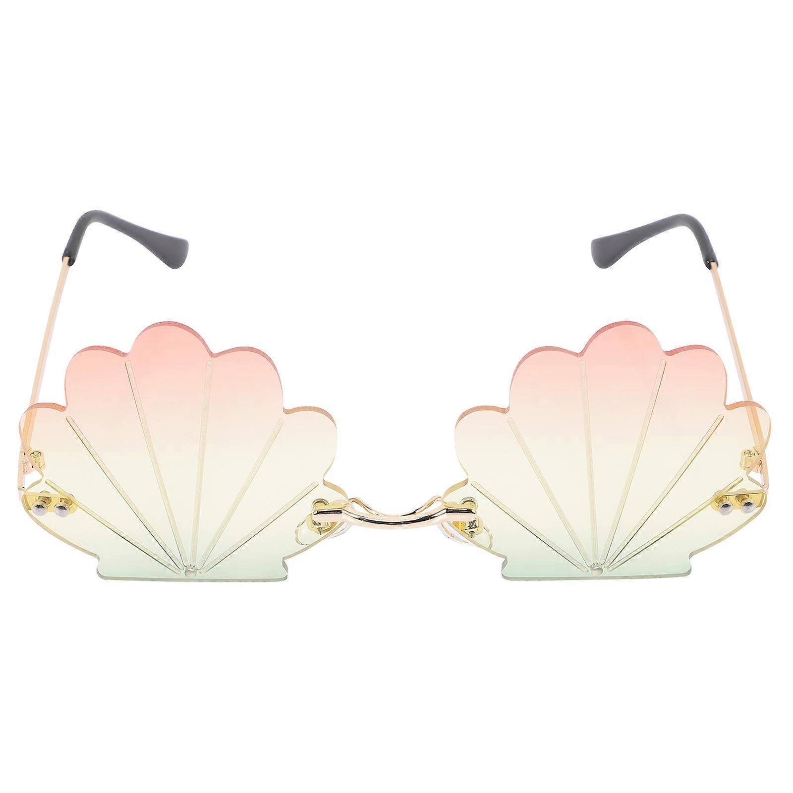 Weird Glasses Seashell Sunglasses Face Shape Modification Photo Props Golden 1Pack