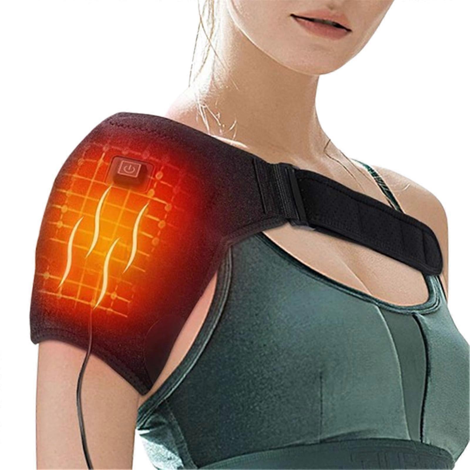 Shoulder Heating Pad, Portable Adjustable Temperature Heated Massaging Wrap (Black)