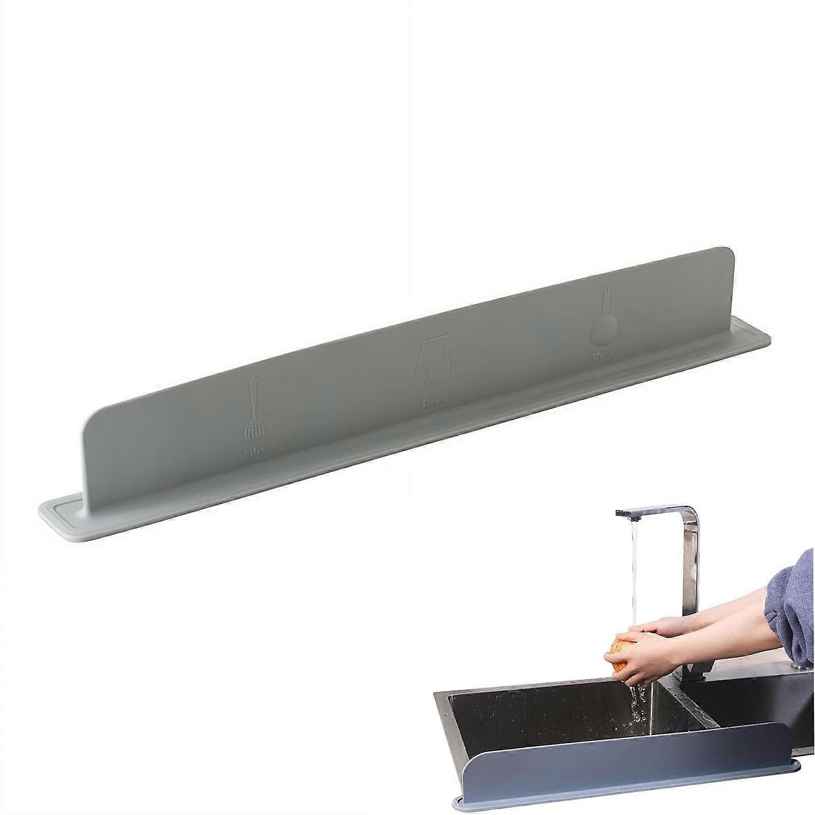 Silicone Splash Guard for Kitchen Sink with Suction Cups, Reusable Faucet Protector, Grey 1 Pack, Durable Design