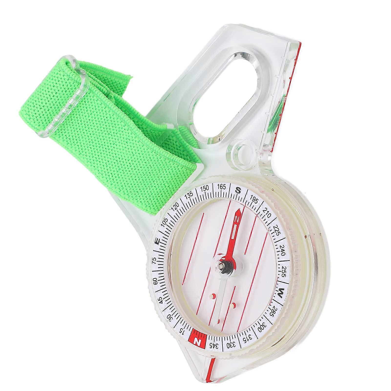 Thumb orienteering compass with luminous display, waterproof and shockresistant acrylic compass for navigation and survival.