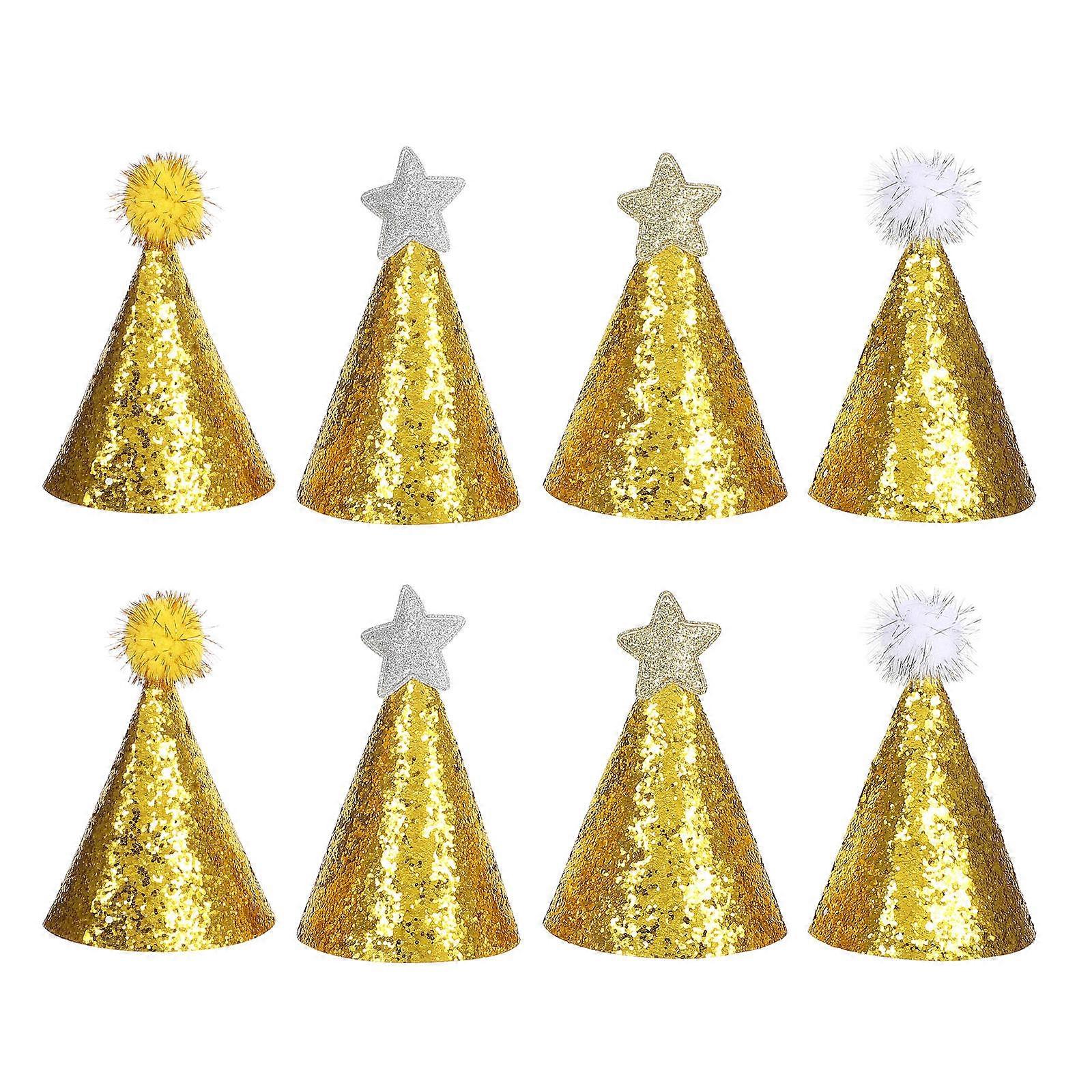 8pcs Shiny Crown Party Hats for Birthday Celebrations and Photo Props – Fun, Comfortable and Safe Accessories for Festive Occasions