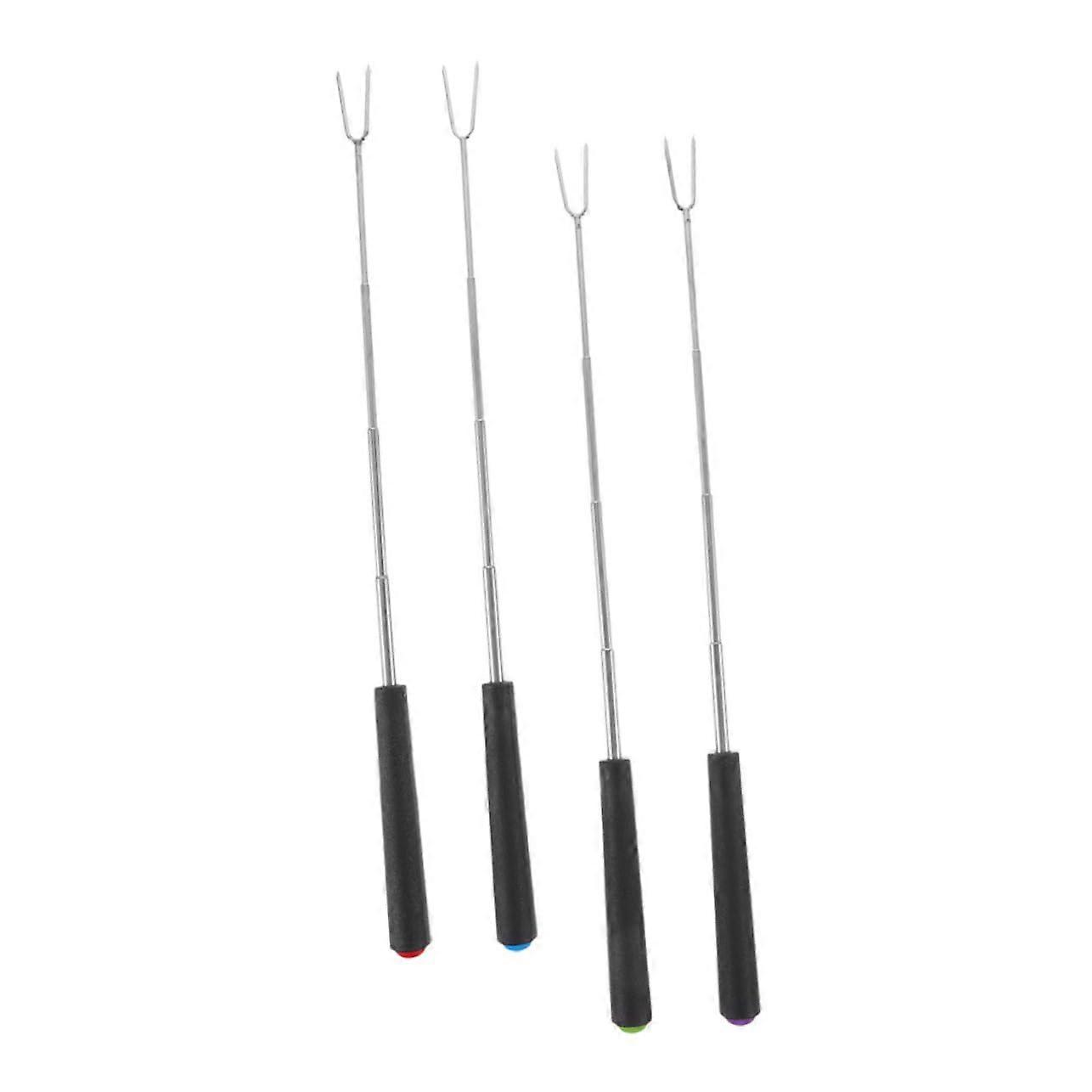 4-Piece Ergonomic Grill Fork Set with Plastic Handles, Reusable and Dishwasher Safe for Meat and Vegetable BBQ Cooking