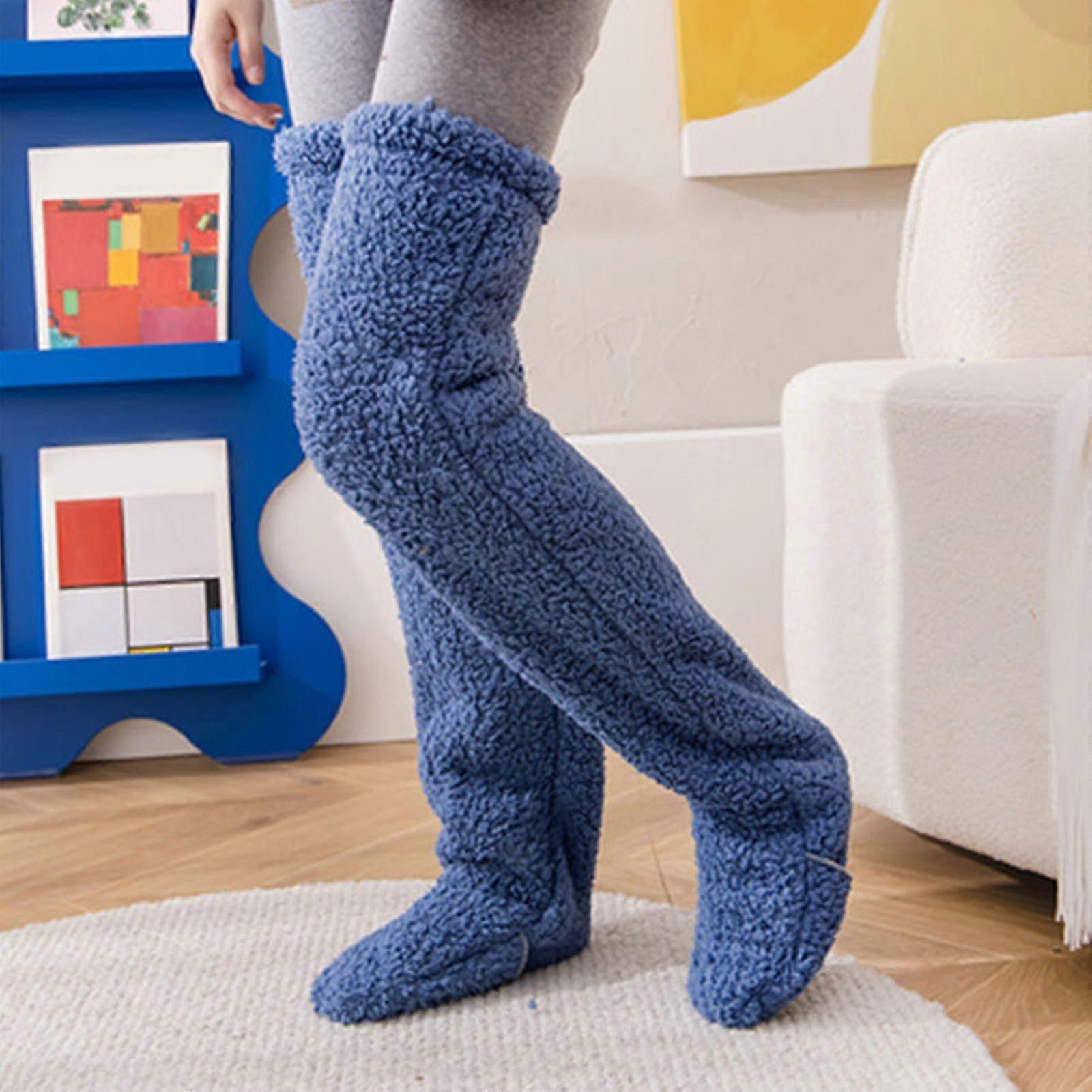 חם מעל הברך גרביים מטושטשים, מעל הברך גבוה גרביים ארוכים מטושטשים גרבי נעלי בית קטיפה מחממי רגליים חורף הבית גרבי שינה