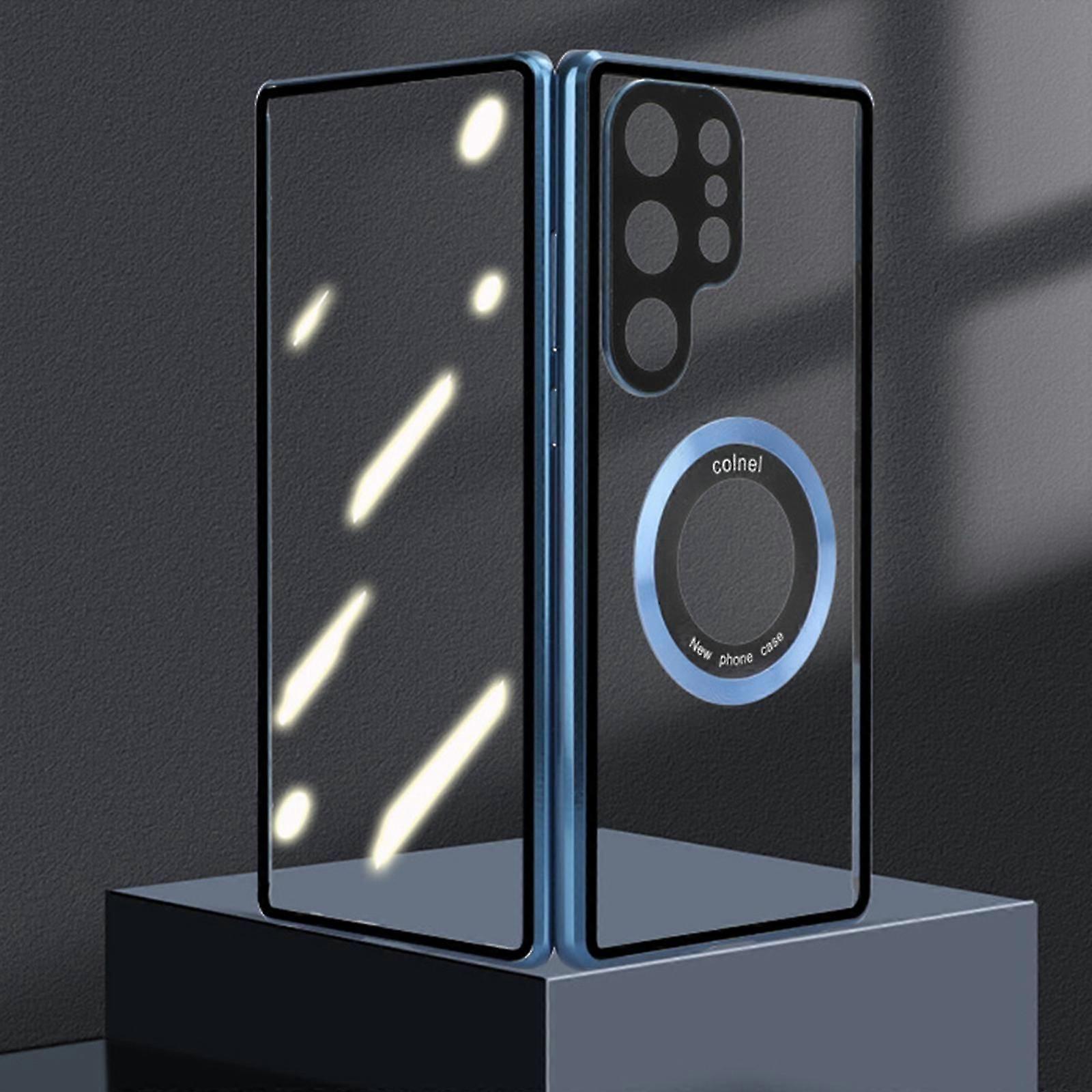 Magnetic Case for Samsung Galaxy S24 Ultra, Double Sided Clear Tempered Glass Phone Case,Super Magnetic Adsorption, 360 Full Protective Support Wirele