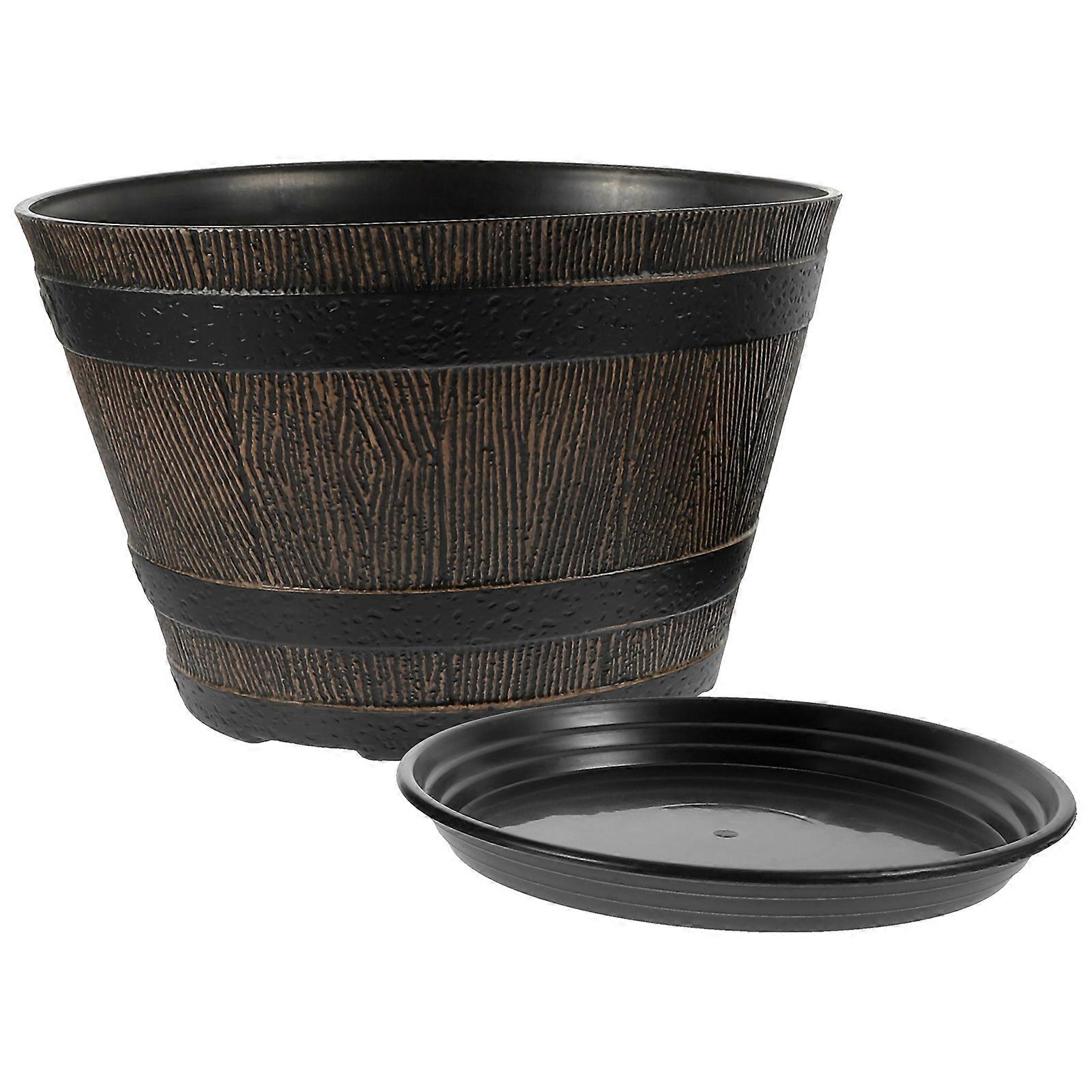 Simulation Bucket Resin Planter for Storage Use 1Set Thickened Flowerpot Dark Grey