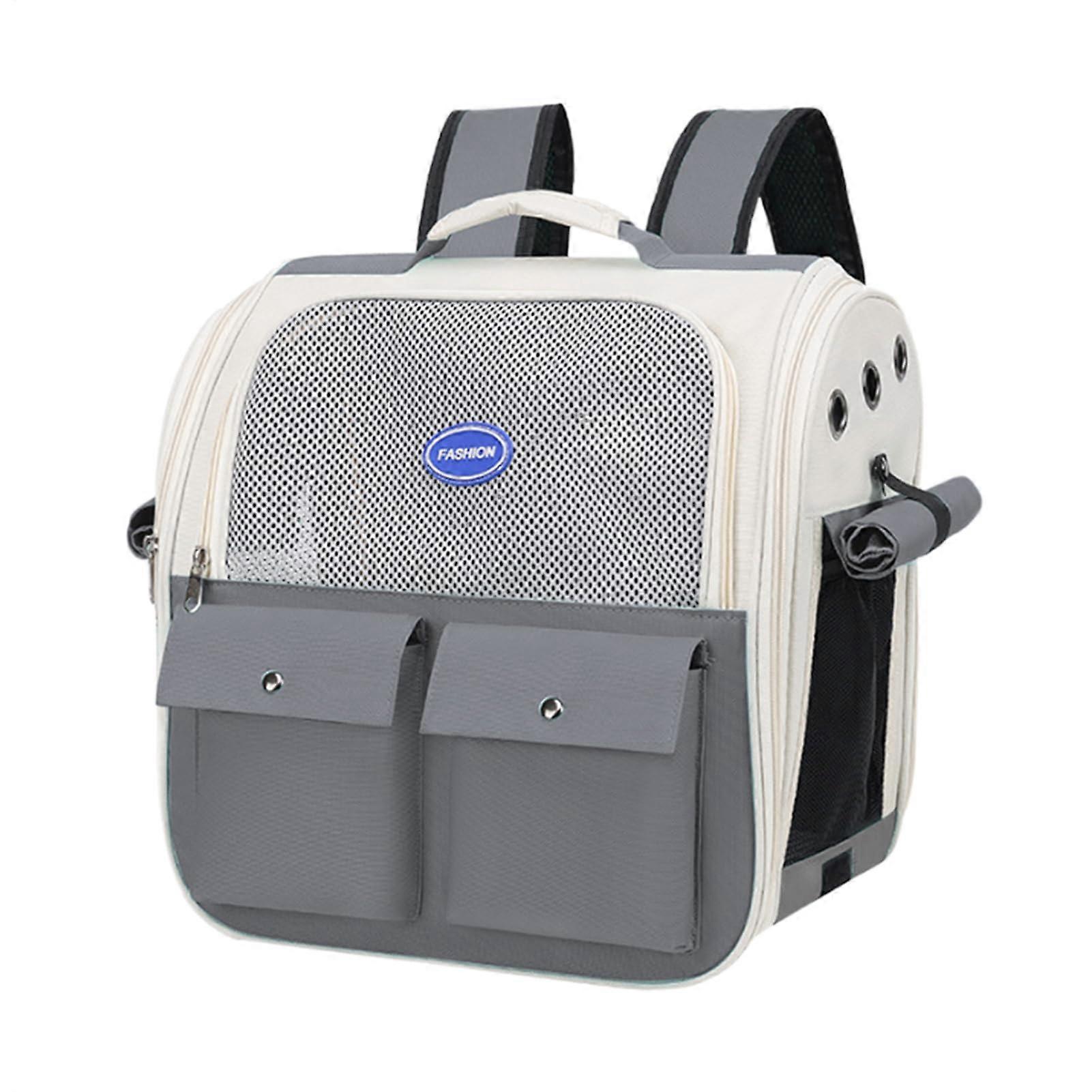 Cat Carrier Backpack Mesh Pet Carrier Airline Approved Gray Expandable Foldable Bubble Window For Travel And Hiking