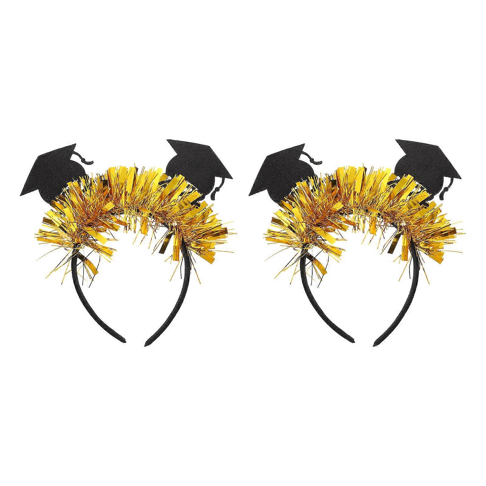 Practical Graduation Hairband Square Shape Felt Material 2Pcs Headbands