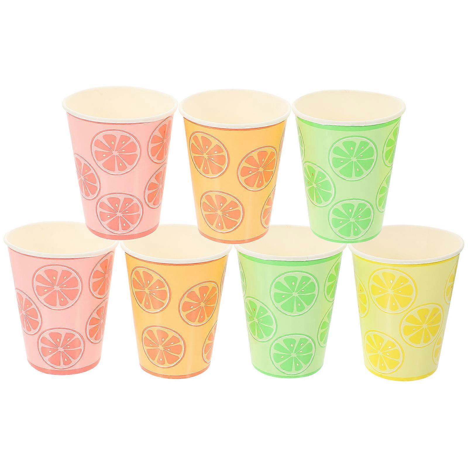 Small Party Cups Disposable Beverage Serving Round Paper Cups Assorted Receptions 8Pcs