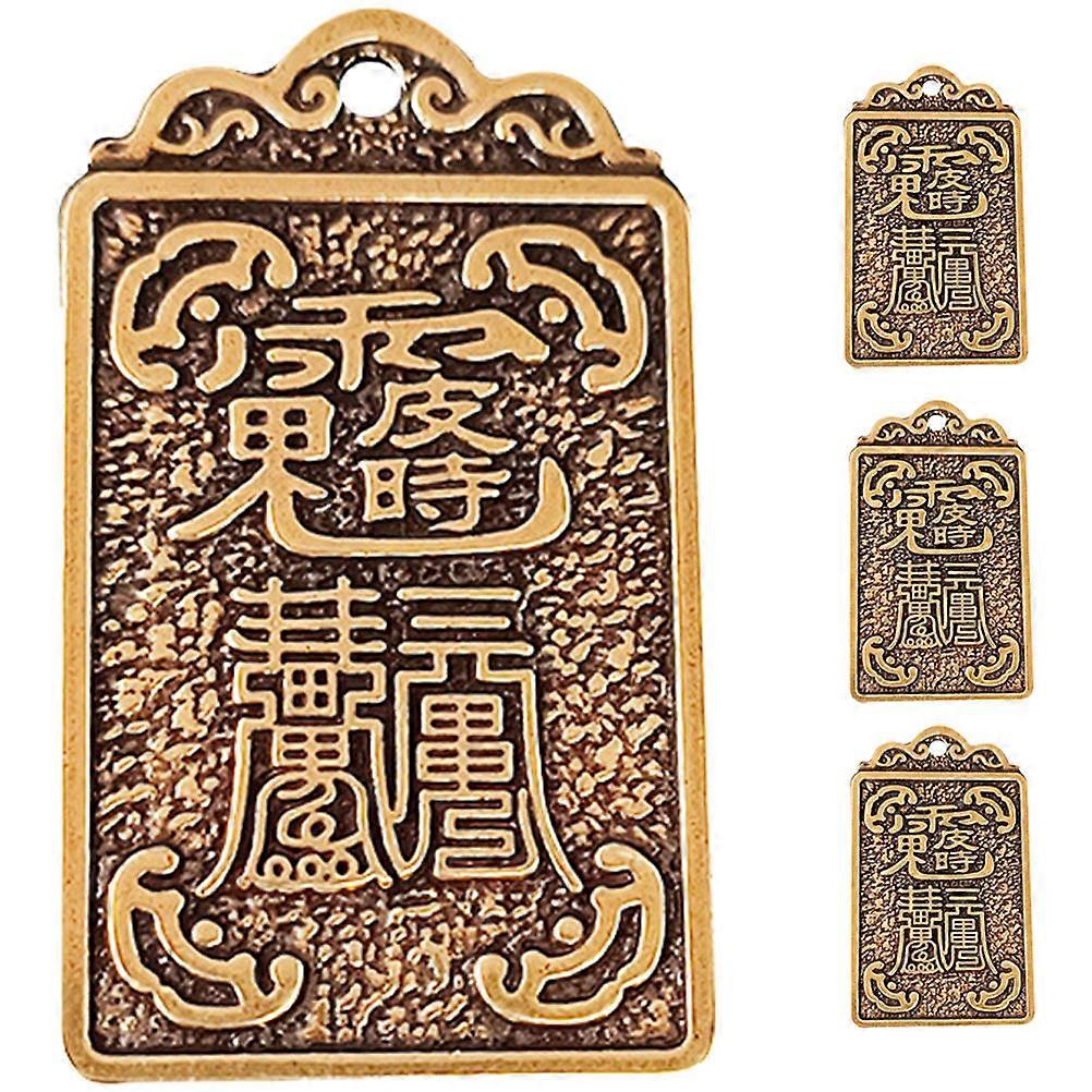 4pcs Year of the Rabbit Brass Tags Feng Shui Hanging Ornament Keychain DIY Charms Compact Design for Travel Festivals