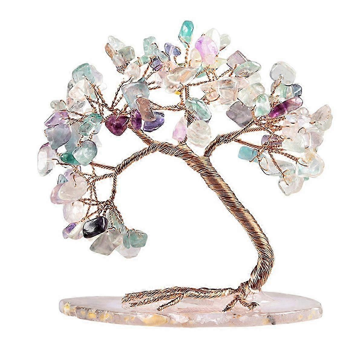 Natural Seven Chakra Crystal Gravels Crystal Money Tree with Base Healing Stone Lucky Tree Home Dec