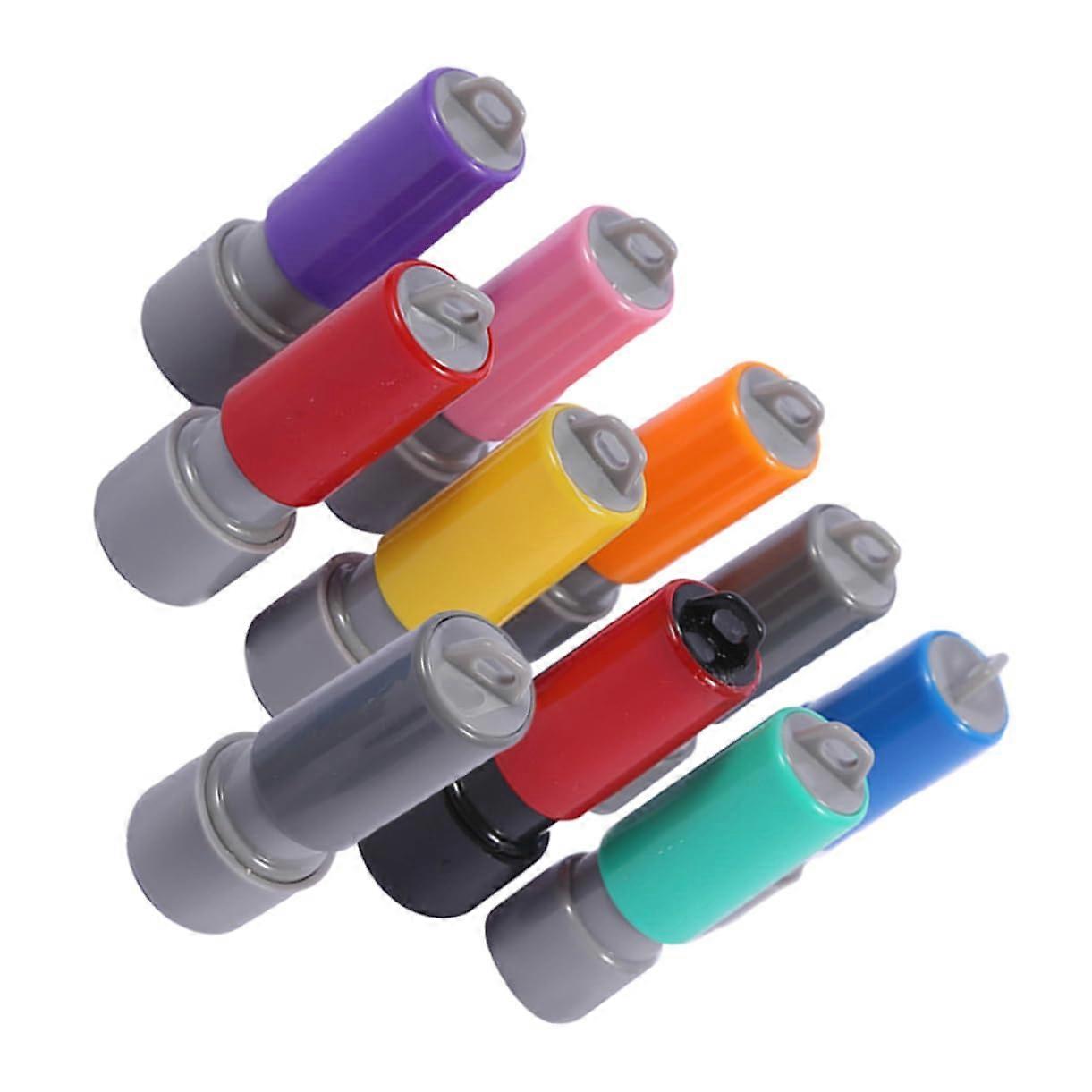 Pack of 10 Self Inking Stamps with Name Seal Round for Parties Classroom