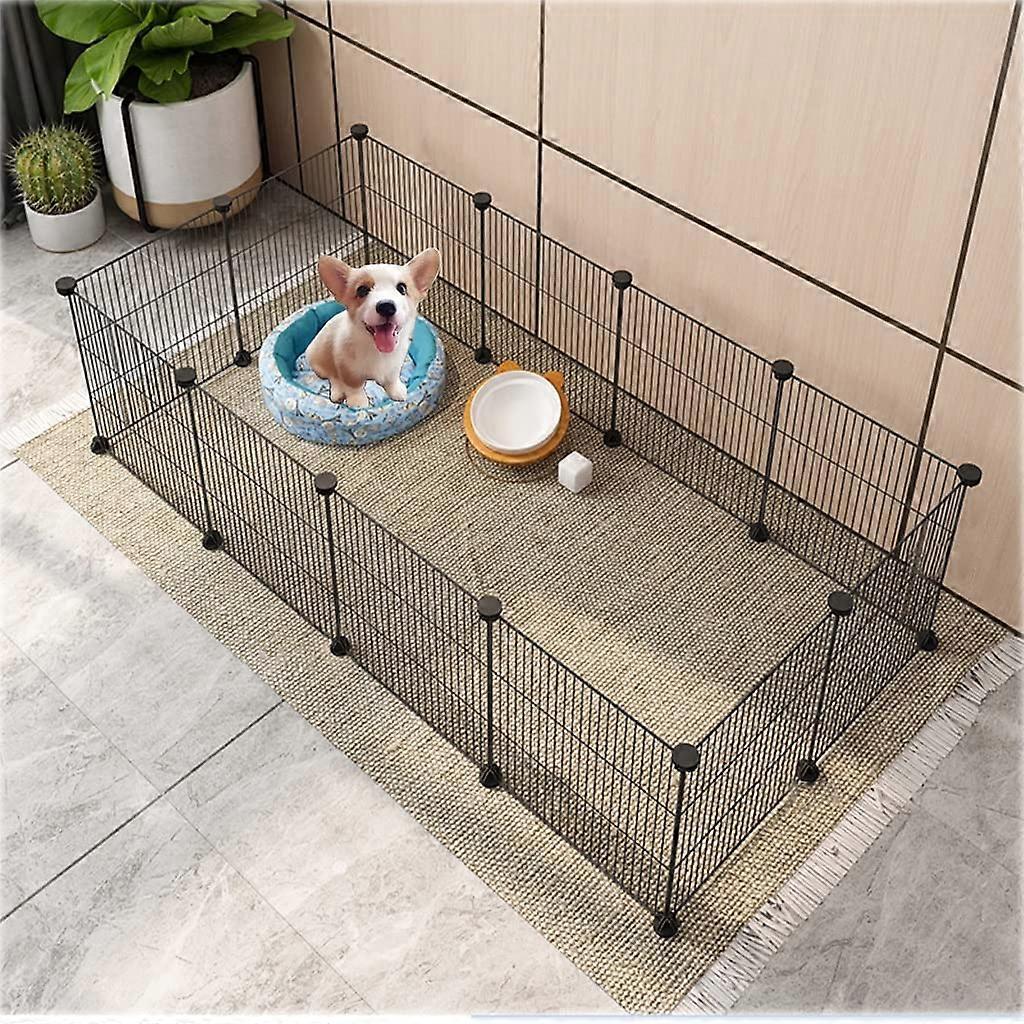 Encrypted Cat Cage with 8 Compartments, Black/White, Large, Removable Wire, DIY Kennel