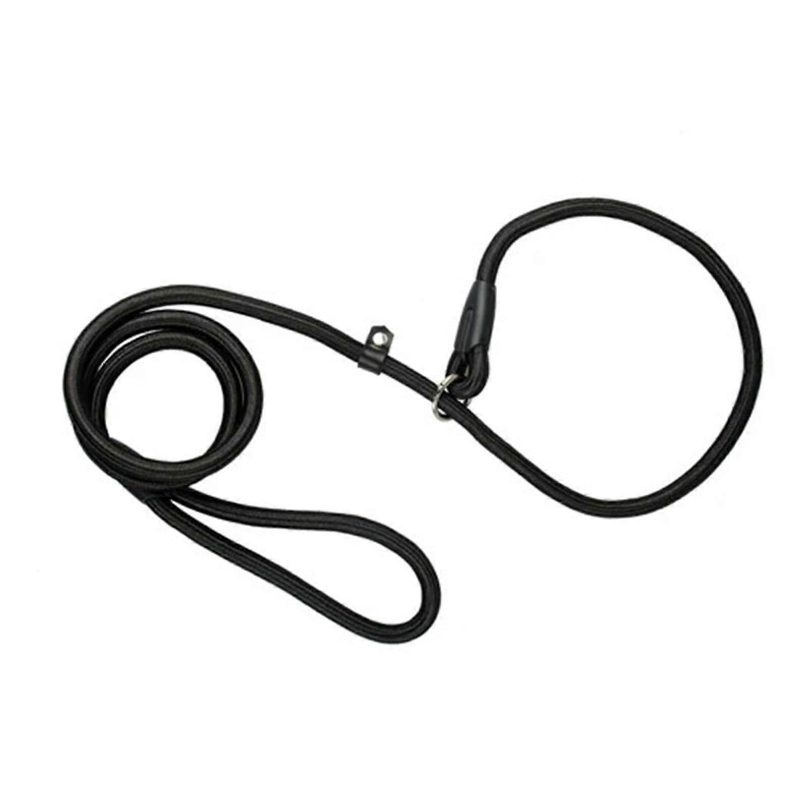 Nylon Dog Lead Adjustable Training Lead P Shape Handle Black Size M