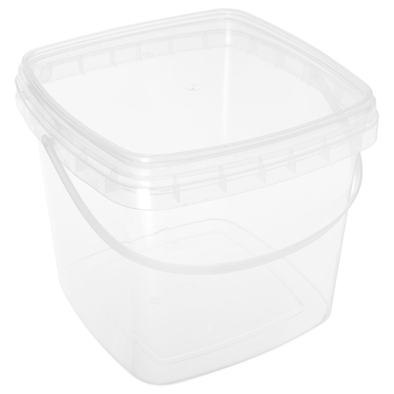 Multipurpose Water Bucket Plastic Square Portable Container Transparent 5L Home Use Gardening Ice Storage 1Pcs
