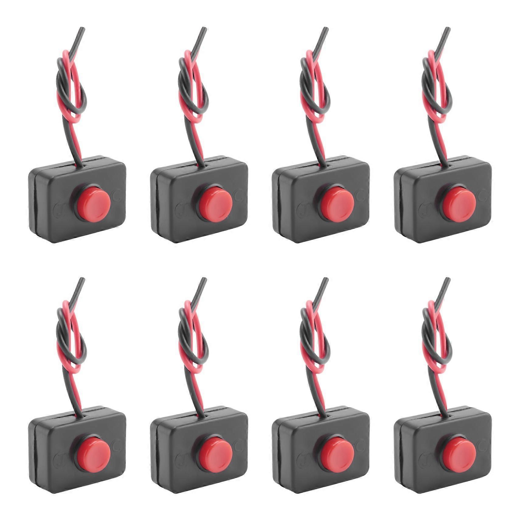 8X DC 12V2A Adhesive Base Push Button Momentarily Action Wired Switch for Automobiles