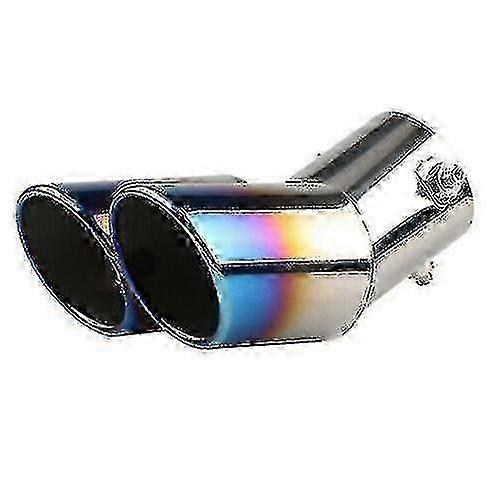 1pc Blue Dual Exhaust Pipe Tail Muffler Tip - Universal Tailpipe Accessory for Car, Chrome Finish for Enhanced Style