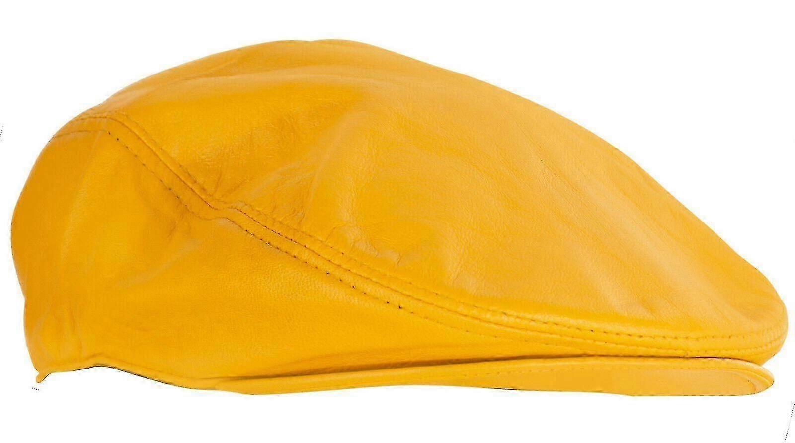 Homme Jaune Flat Hat Cuir Newsboy Gatsby Casquette