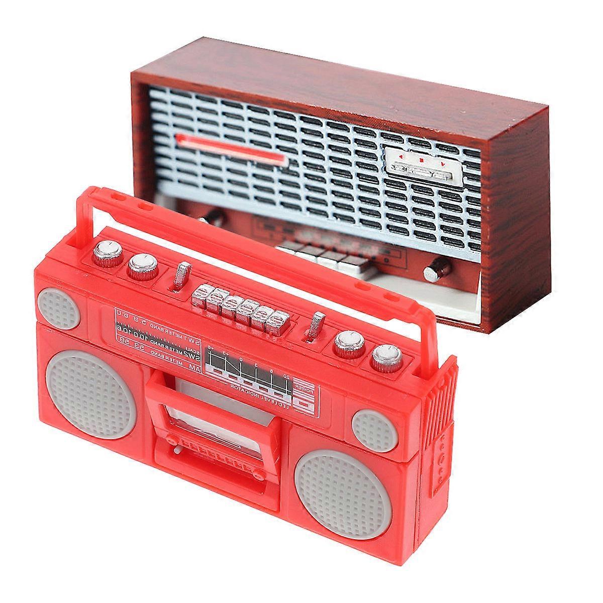 Retro Design Retro Radio Dollhouse Decoration Children Rectangular Plastic 2Pcs