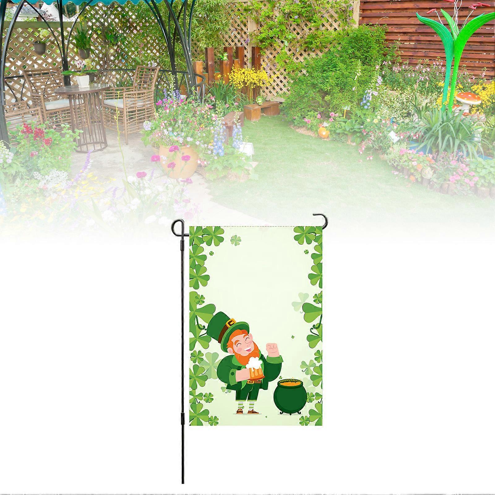 Saint Patrick Day Garden Flag Double Sided Lucky Four Leaf Clover Garden Vertical Flag for Deck Patio Porch Type 1