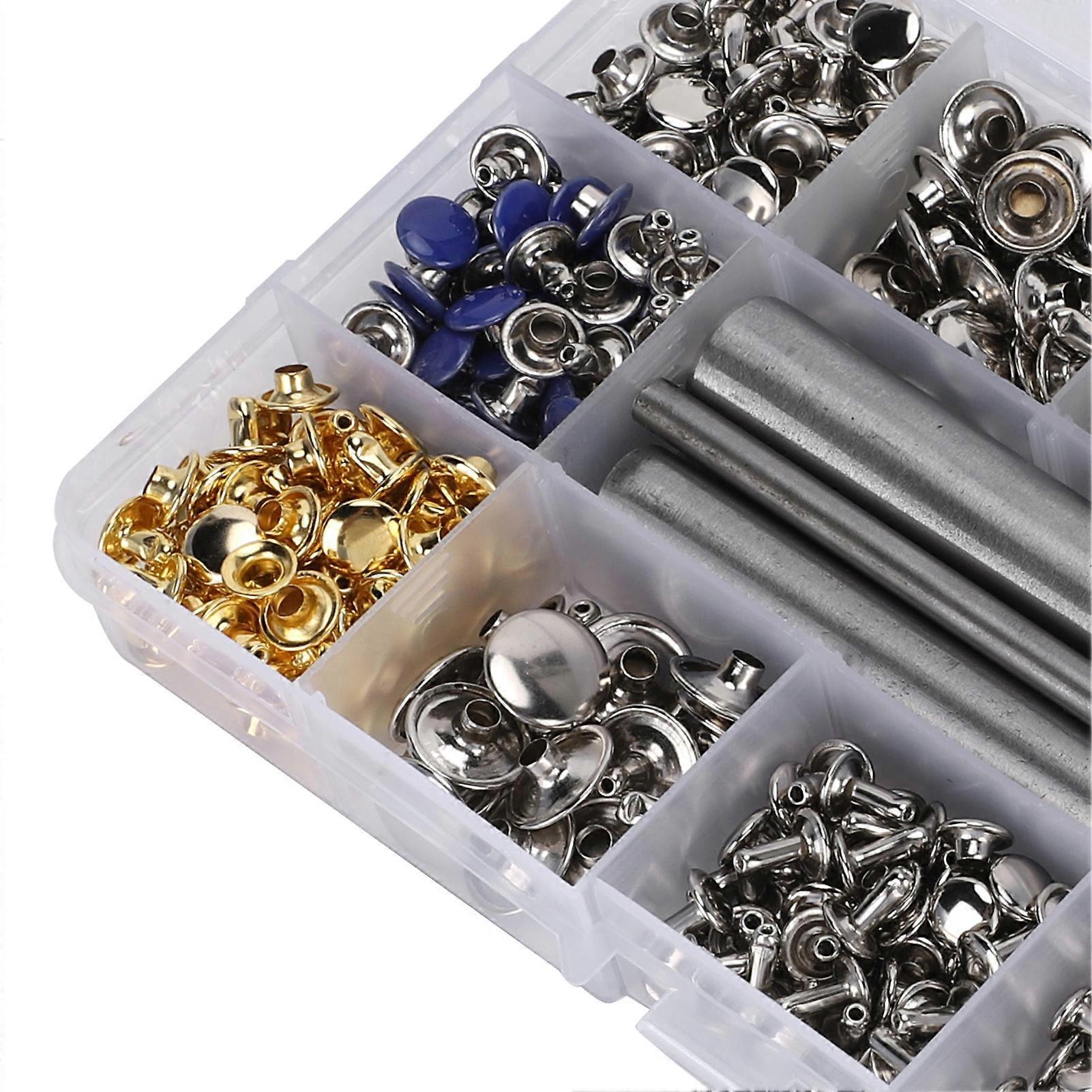 Double Cap Rivets Set with Installation Tool DIY Leather Craft Hardware Accessories