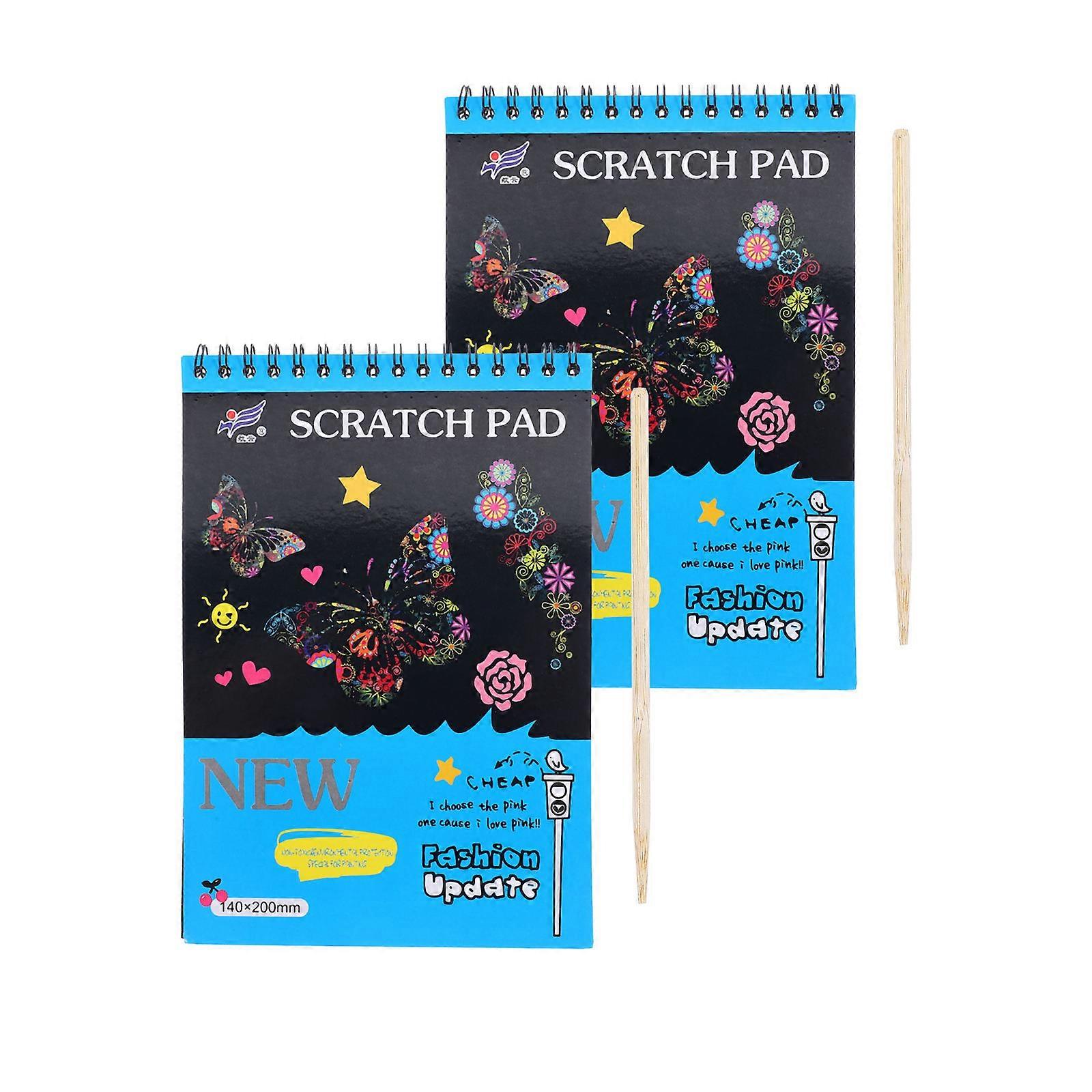Children Craft Activity Scratch Off Art Book for Home Playtime Rectangular Shape Diy 7.86X5.50X0.39in 2Sets