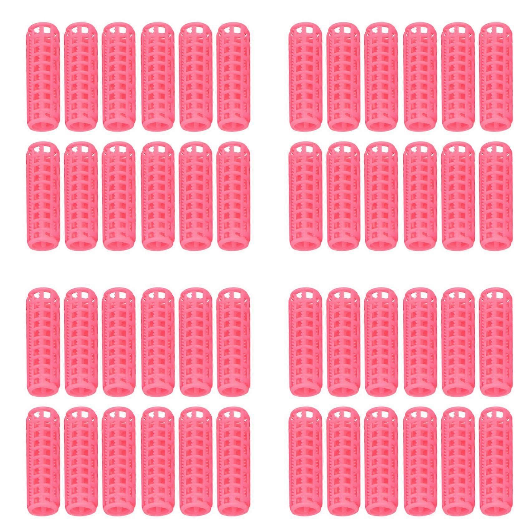 48 Pcs Pink Plastic DIY Hair Styling Roller Curlers Clips