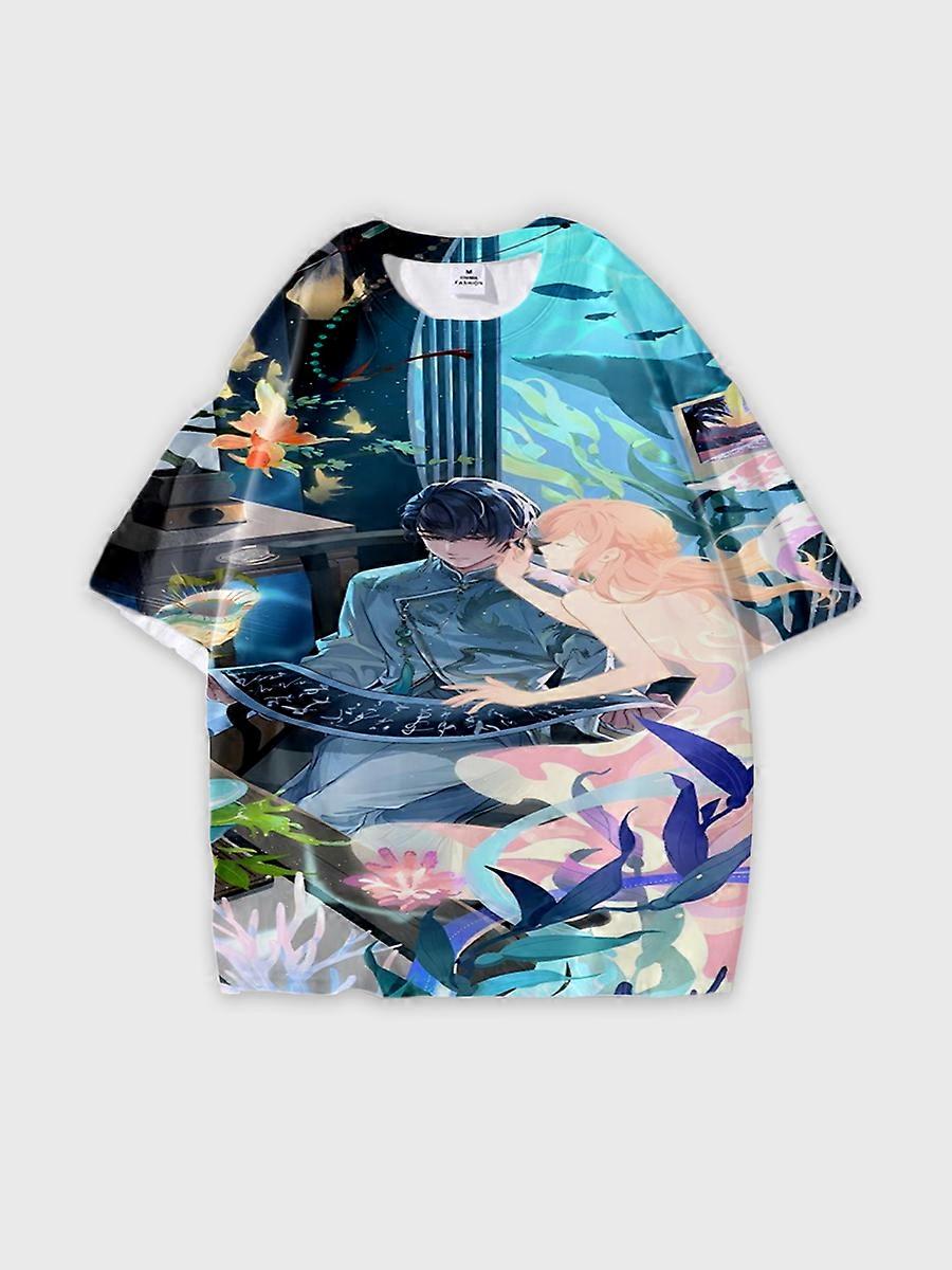 T-shirt round neck Role Pattern loose short sleeve E1571