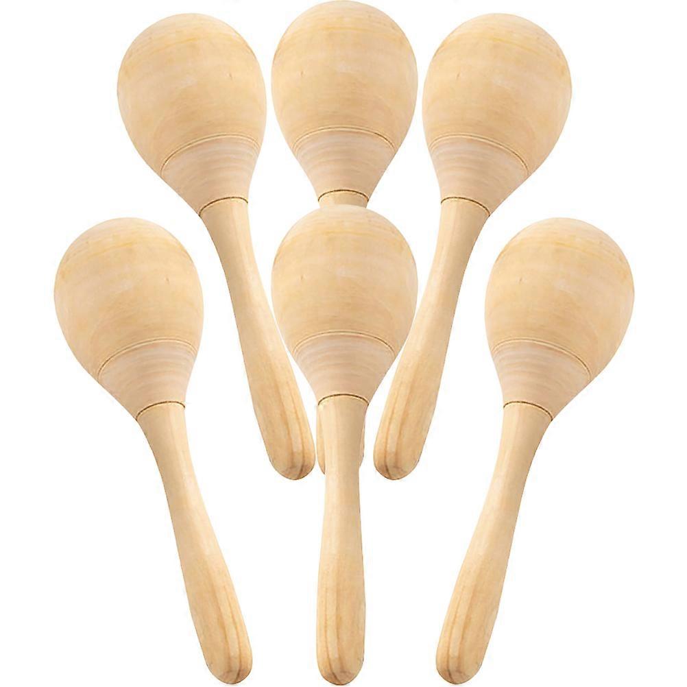 Kindergarten Musical Festivals Wooden Maracas Children Percussion Instruments Classroom Home Craft 6x2cm Unfinished Wood 6Pcs