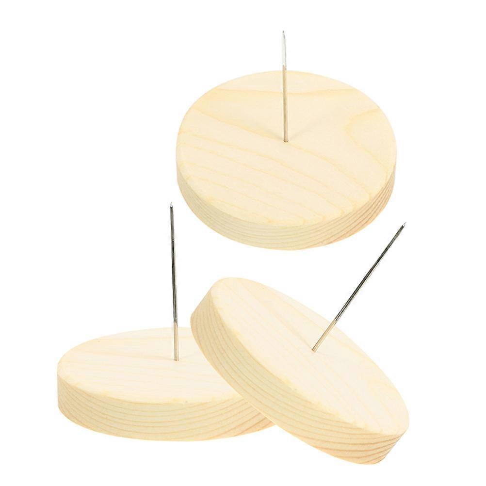 Portable Wooden Base Metal Needle Doll Display Rack for Decoration Use Khaki Small Size