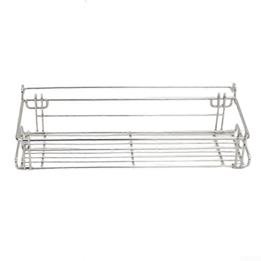 Foldable drain basket for camping tables made of stainless steel with side hanger, storage solution for picnics and barbecues