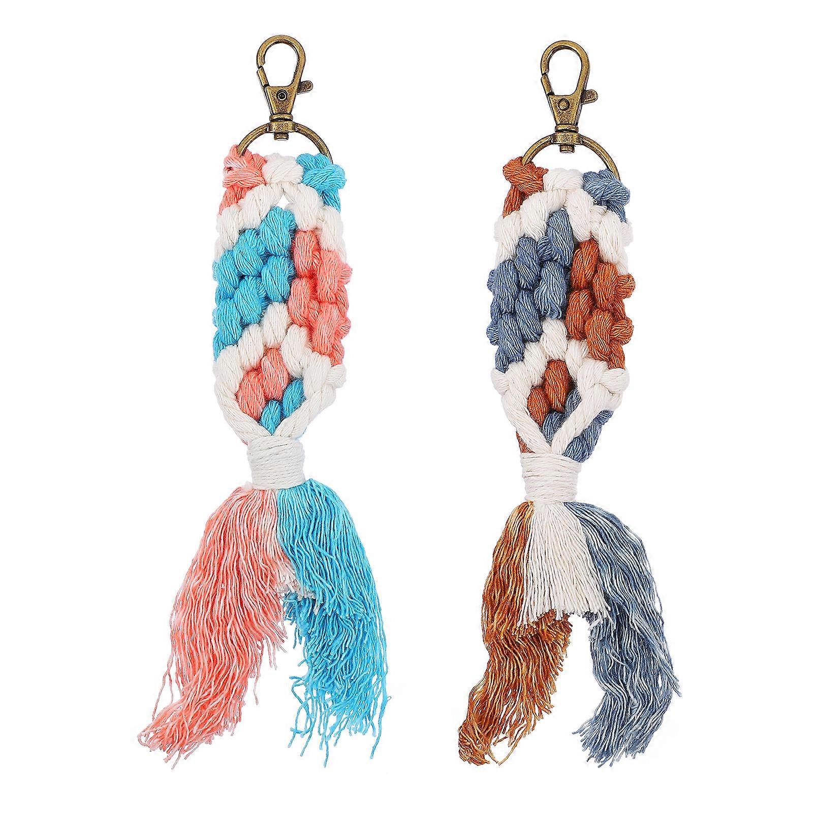 Mermaid Keychain 2Pcs Woven Keychain for Decoration Colorful Key Pendants
