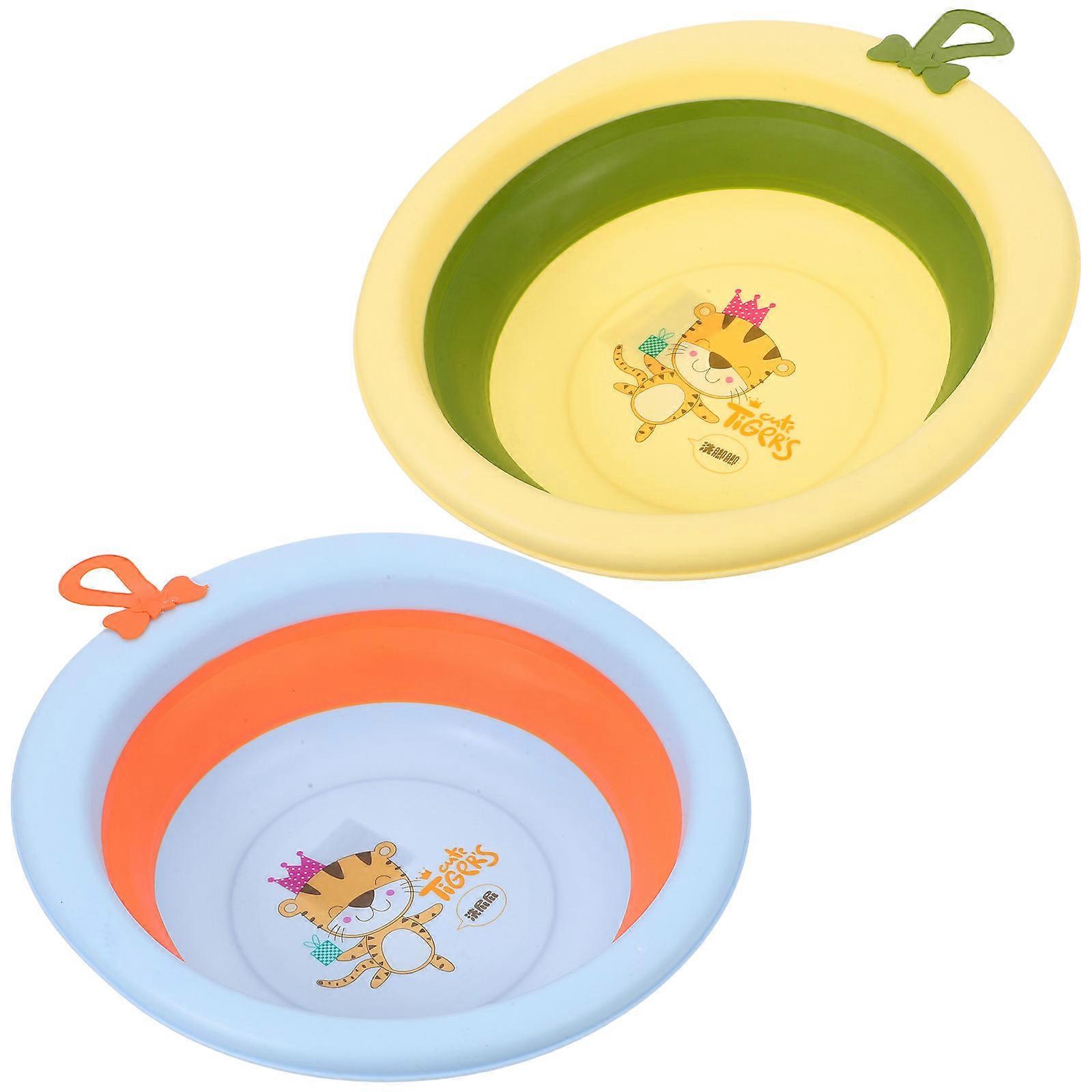 Folding Baby Tub 2Set Lightweight Infant Washbasin Perfect For Camping And Travel Assorted Color Functional