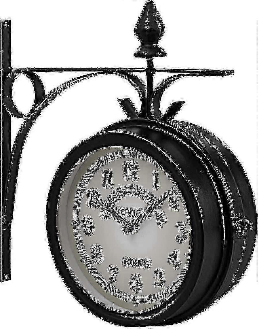 33 X 30 X 10 Cm Double-sided Wall Clock - Station Clock Garden Clock
