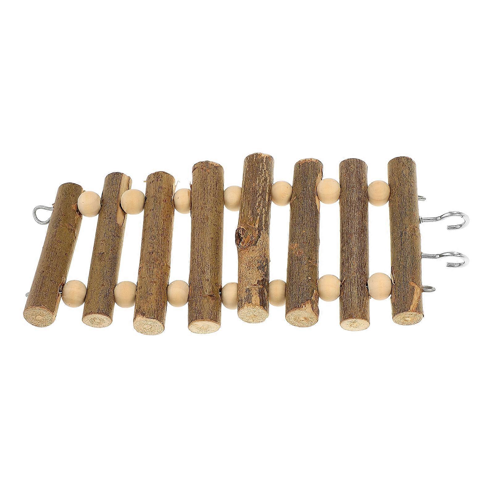 Natural Wooden Climbing Ladder for Birds and Small Pets – Easy Install Playground for Parakeets, Cockatiels, Hamsters, Gerbils, Mice, and Chinchillas