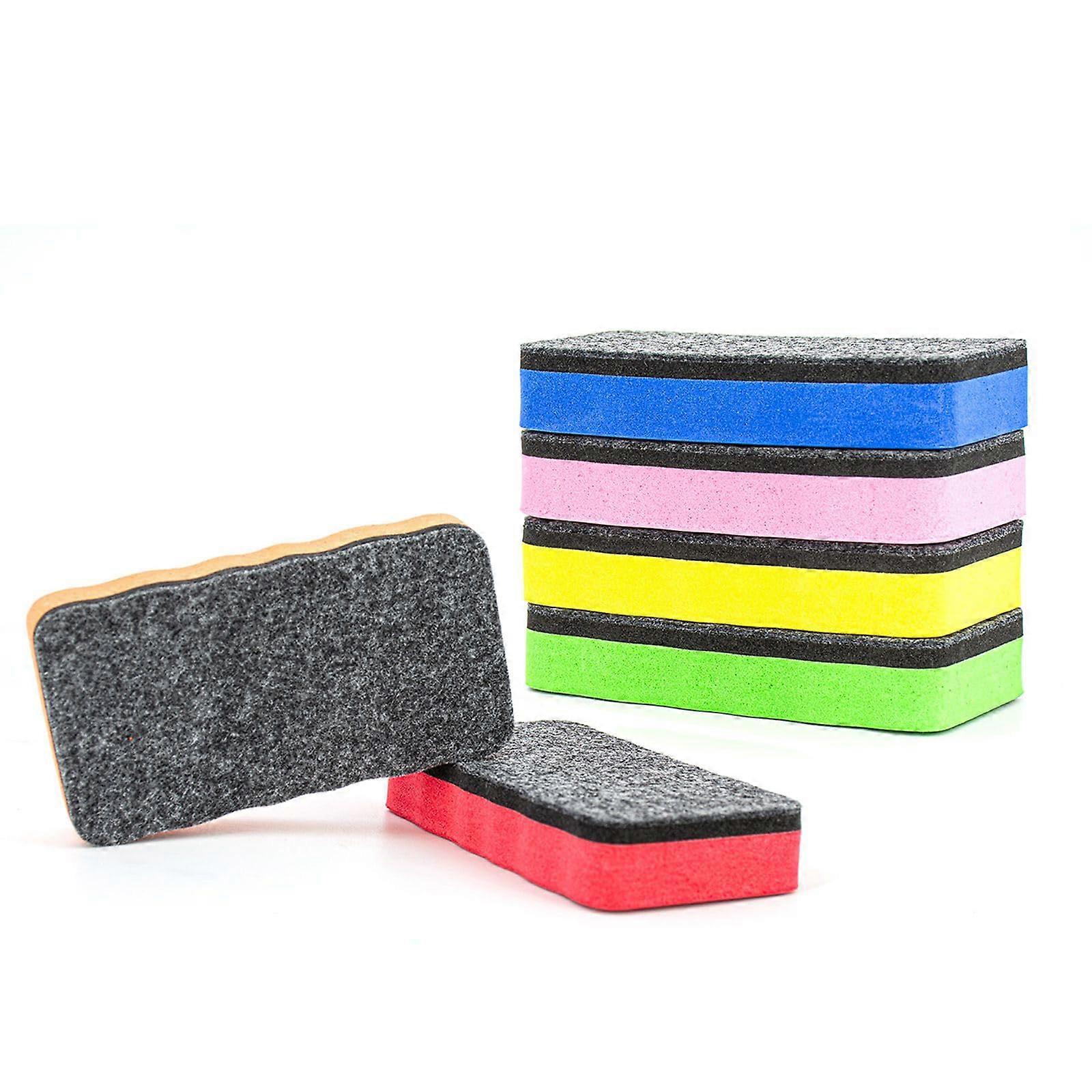 Magnetic Whiteboard Erasers with Thick Felt Pad, Durable Erasers for Home, Office, Classroom, Multicolor, 6Pack