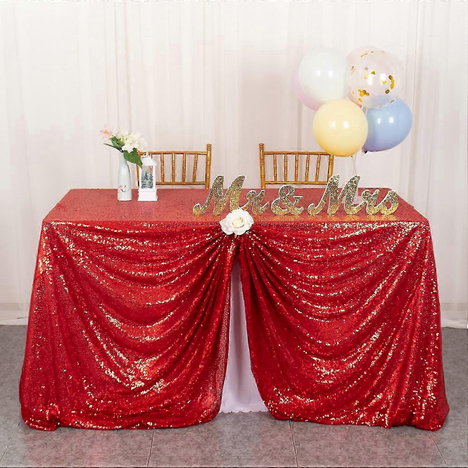 Red Sequin Table Cloth 120*210cm Christmas Party Decorations Sequin Tablecloth