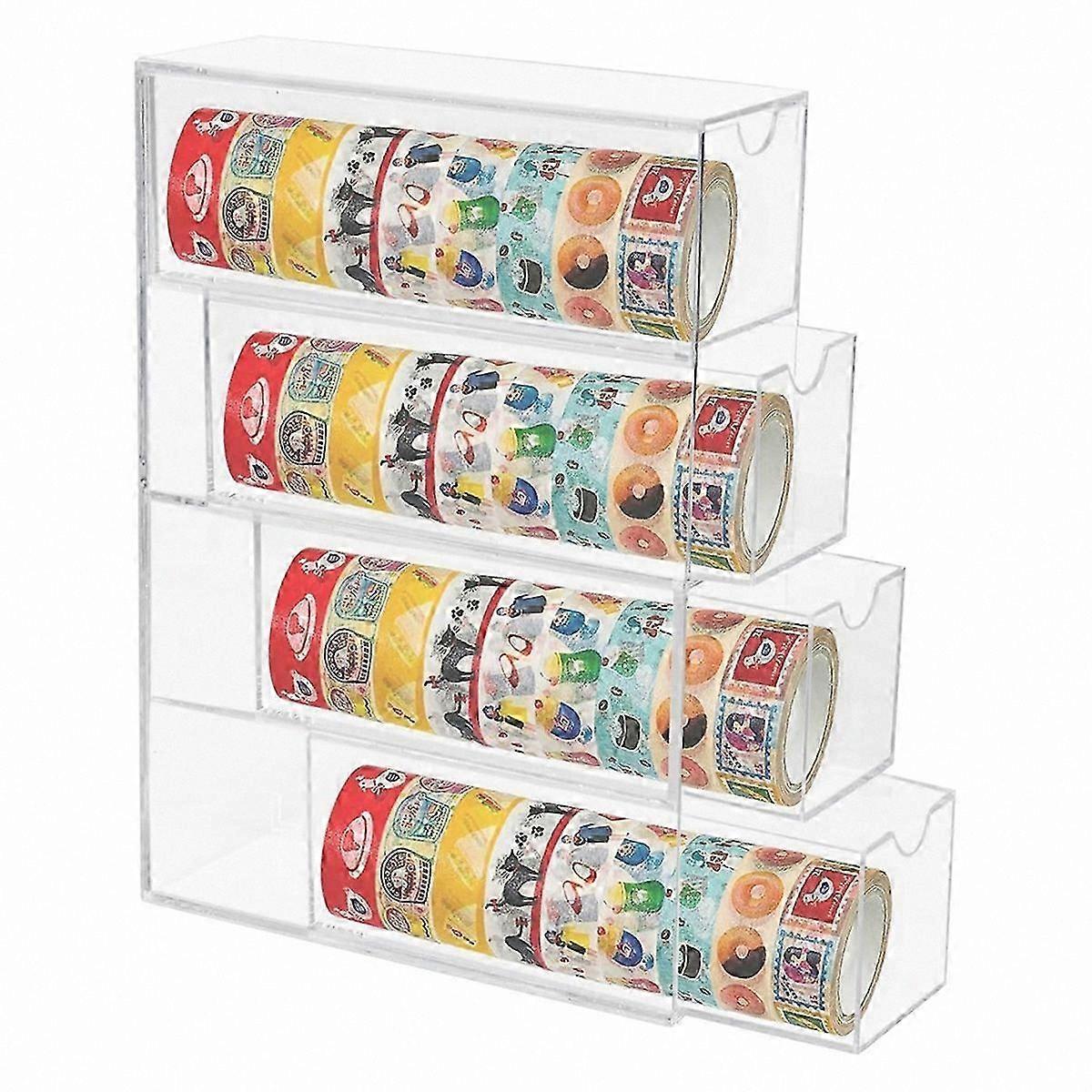 Stackable Plastic Organizer with 4 Drawers for Washi Tape Storage