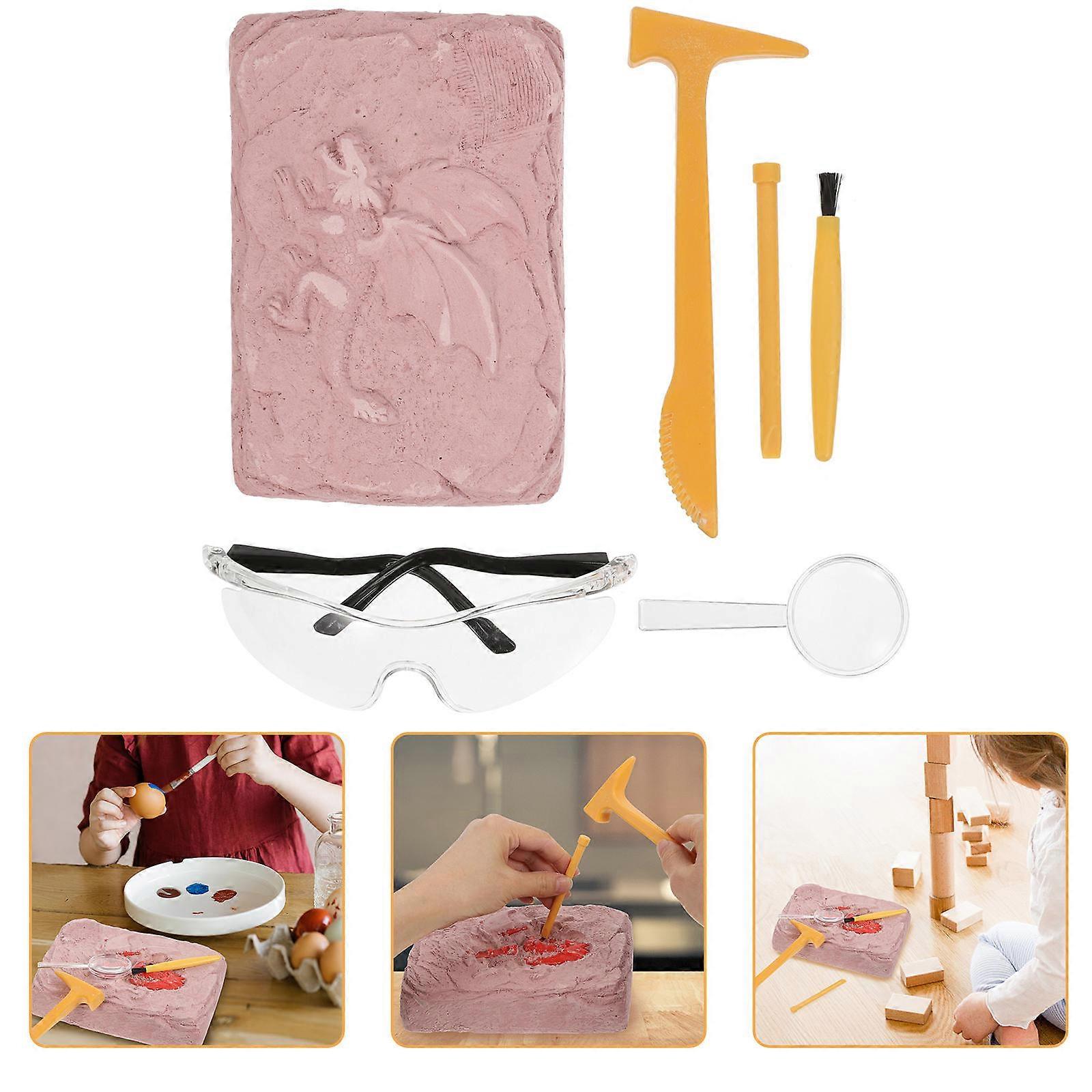 Dig Toys Set For Children's Educational Toy Featuring DIY Dinosaur Skeleton Design Perfect For Home Parent-Child Game Red Color 1 Set