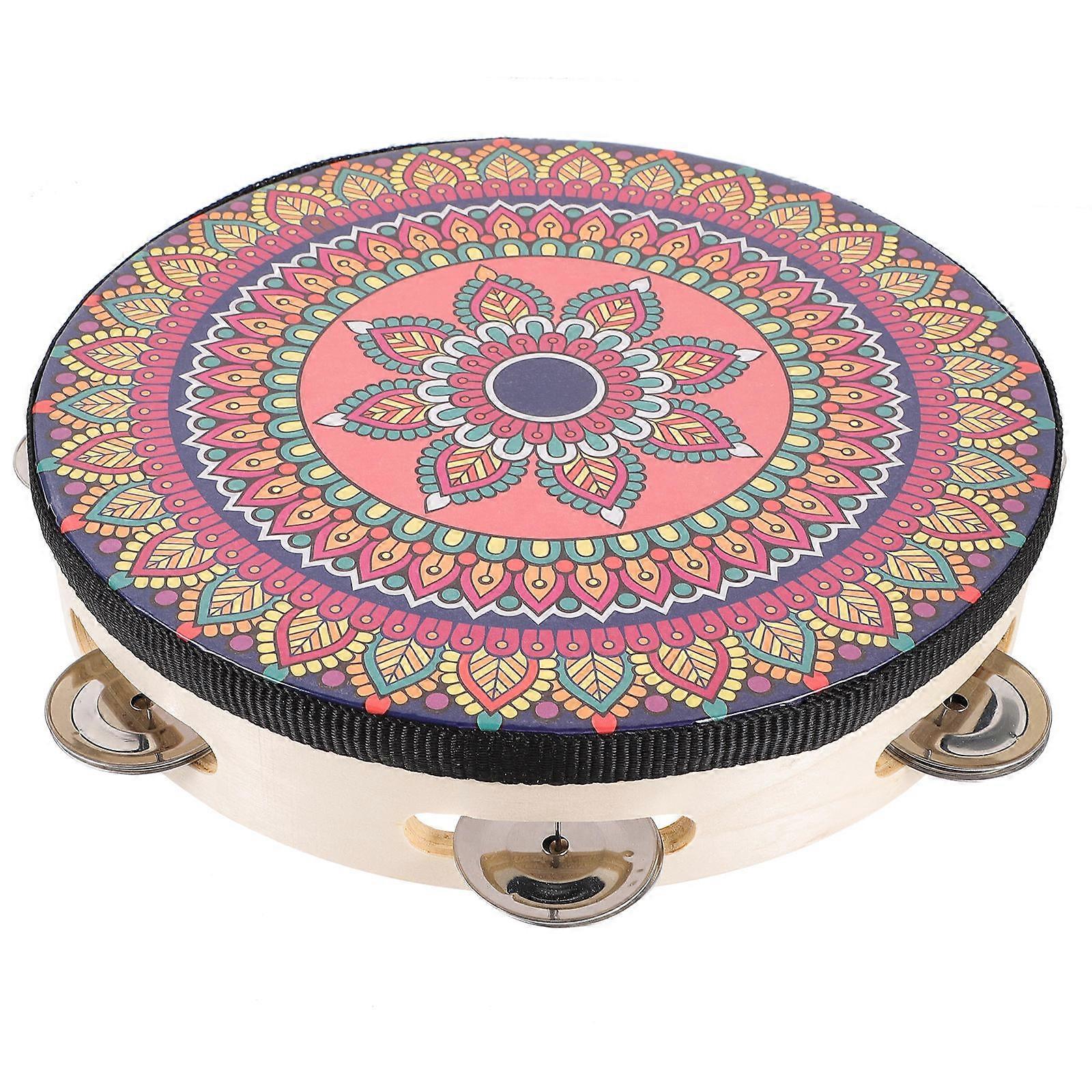 Percussion Tambourine For Kids In Multi Color Suitable For Performance And Parties 8 Inches Handheld Design 1Pcs