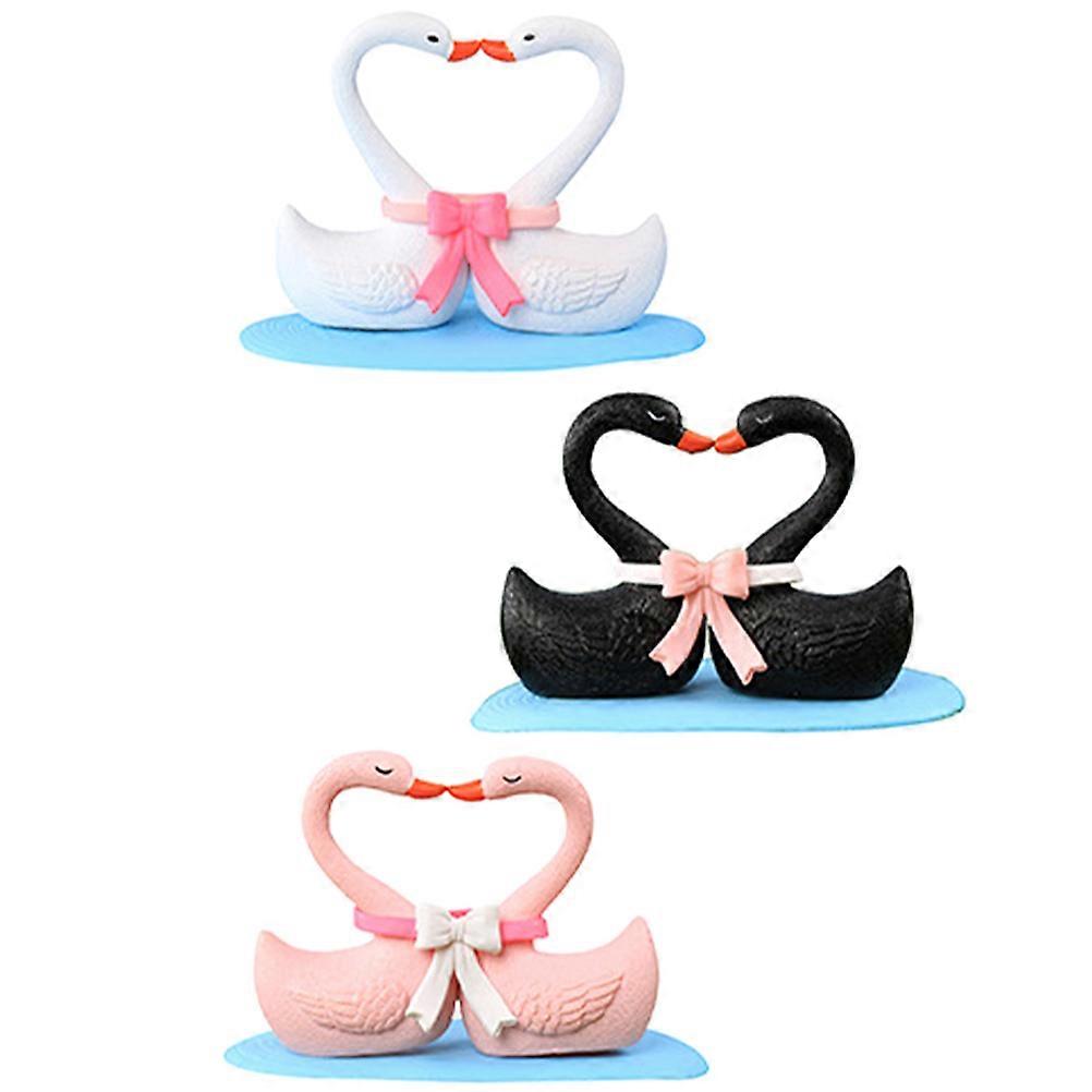3pcs Mini Plastic Swan Statues for Garden & Desktop Decor – Durable, Realistic White Animal Figurines for Micro Landscapes & Home Display