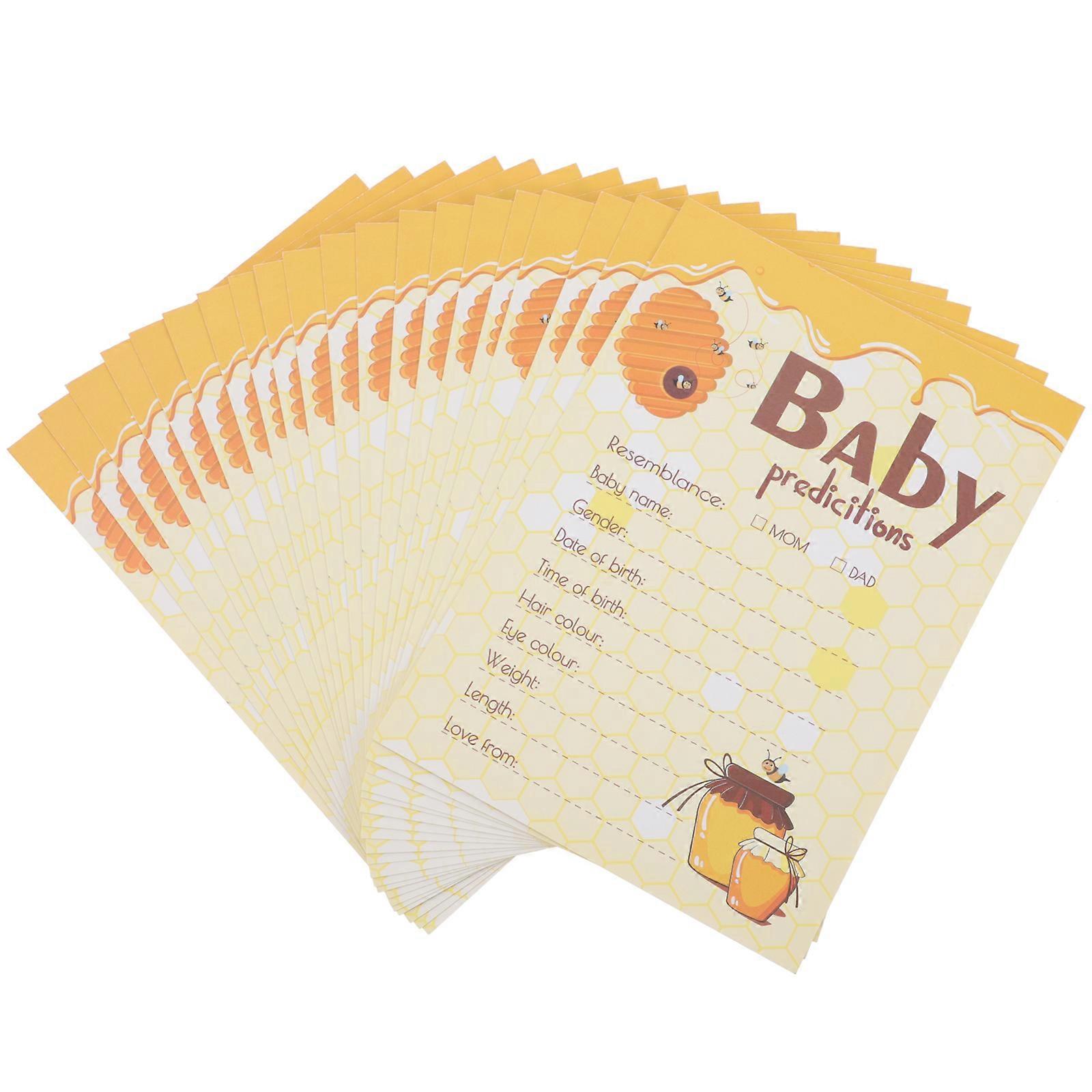 Paquet de 20 cartes de prédiction de douche de bébé pour des jeux de révélation de sexe amusants avec un design de dessin animé unique et idéal pour les fêtes de douche de bébé en jaune