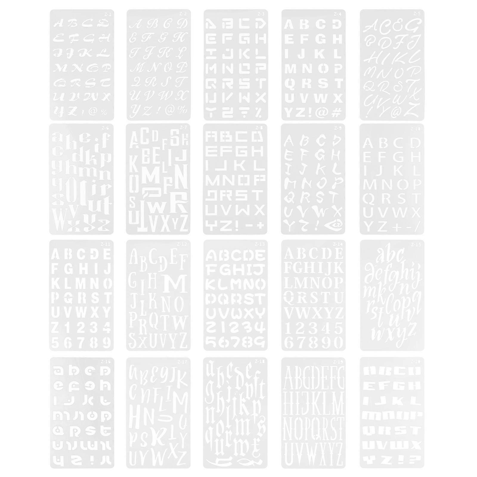 Durable PET Letter Stencils for DIY Crafts with Intricate Cutouts and Versatile Sizes 20 Sheets