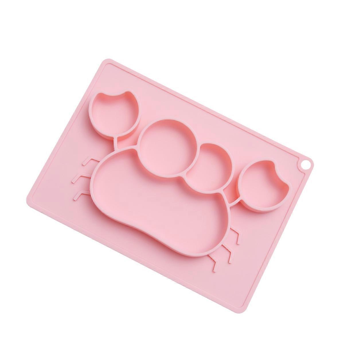 Pink Silicone Suction Tray Meal Organization Kids Feeding Time 27.7 X 19.8 X 2.2Cm 1Pack