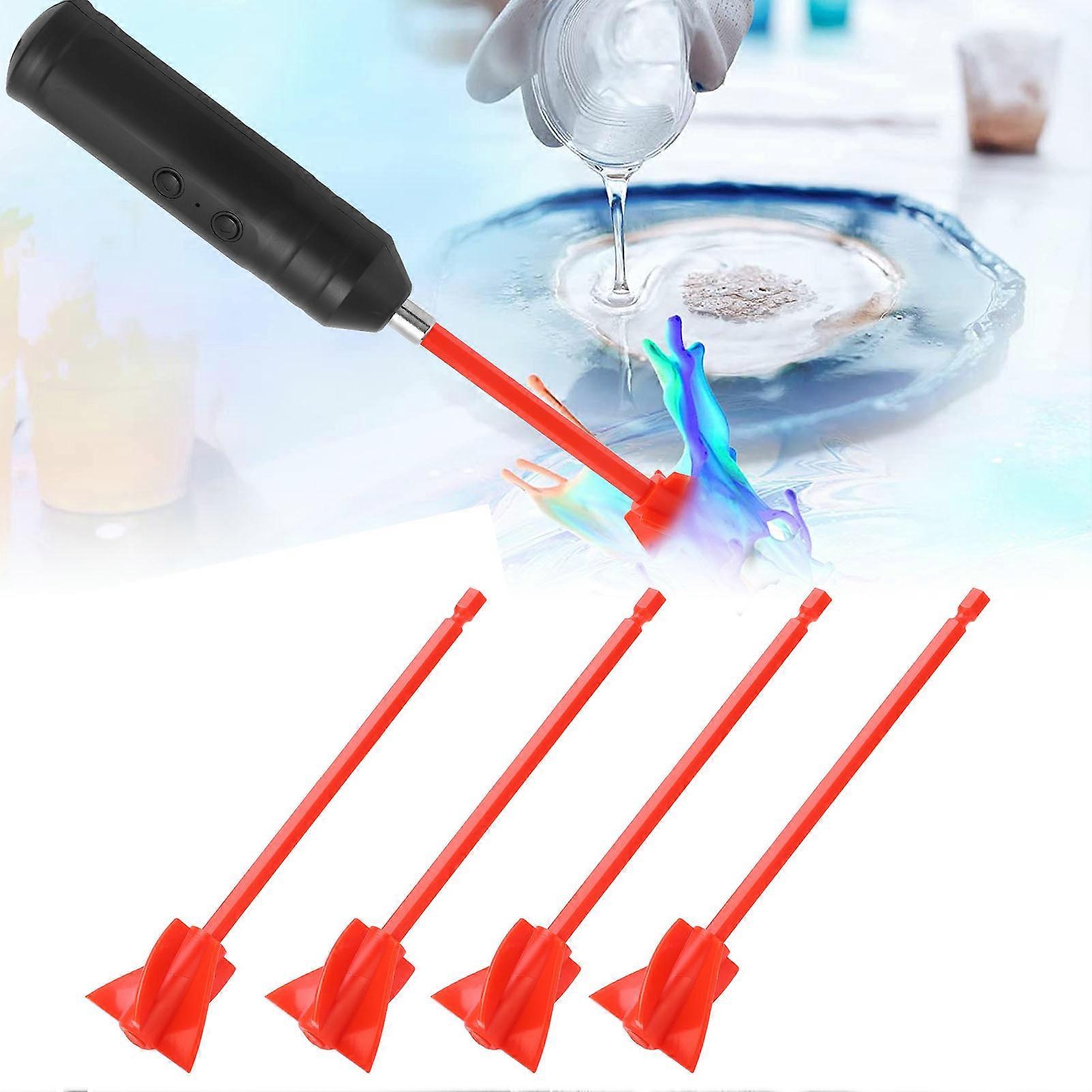 4Pcs Resin Mixer Paddles Strong Uniform Mixing 5 Blades Reusable Paint Mixer Drill Attachment Red 