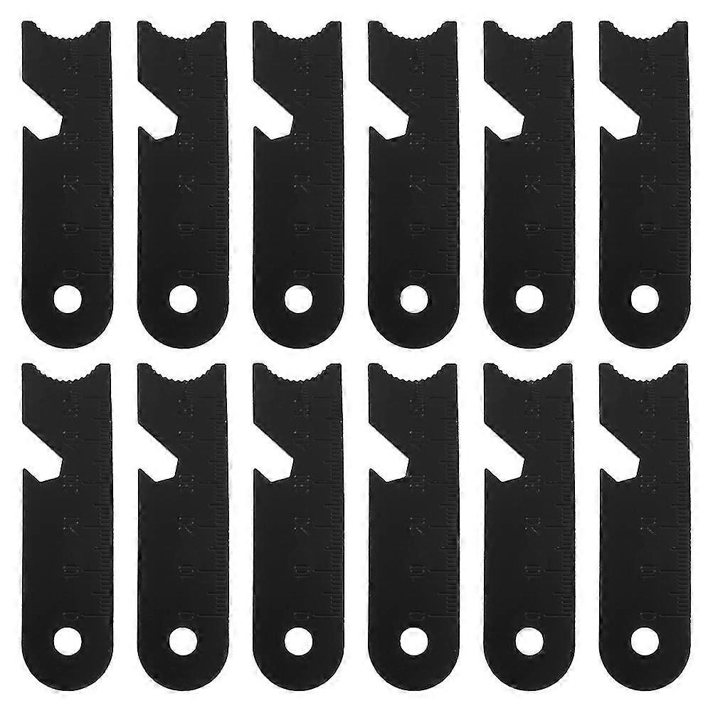 12-Pack Flint Scrapers - Multi-Tool Camping Rulers (Black)