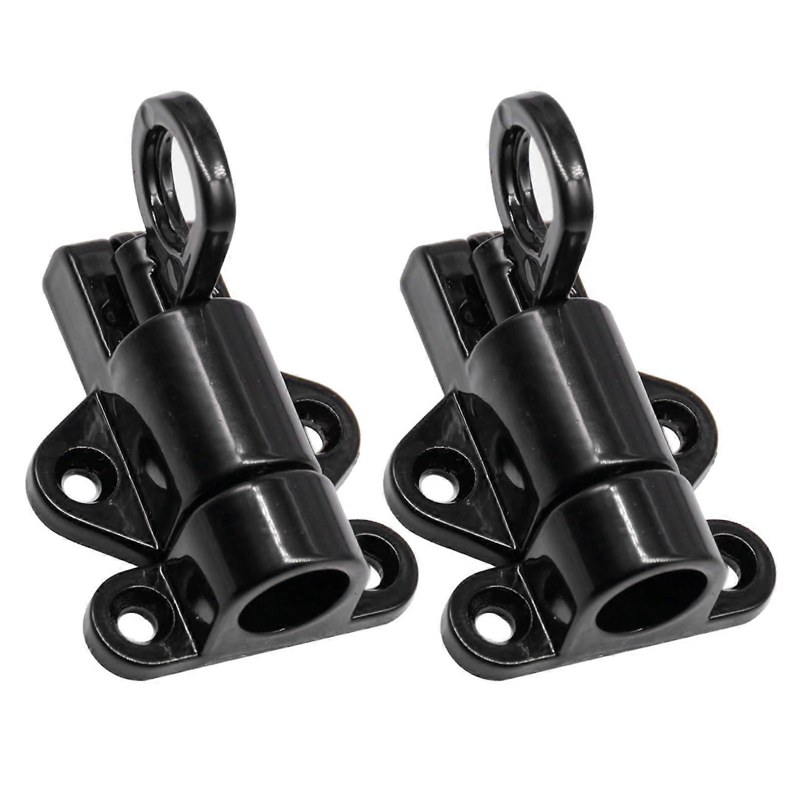 Pull Ring Locks Aluminum Alloy Spring Loaded Automatic Door Black Gate Bolt Locks 2pcs Enhance Security for Door Window Gate
